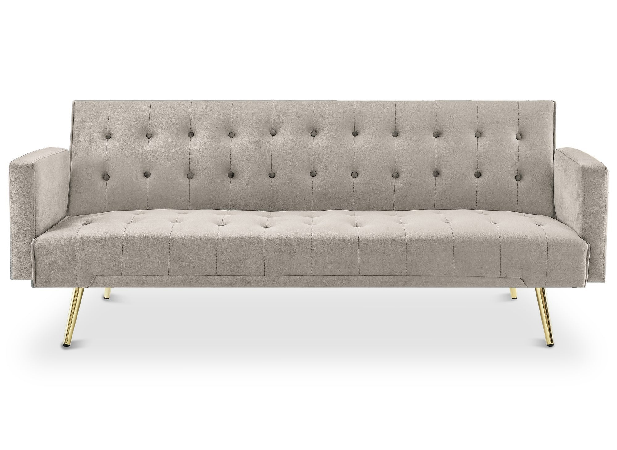 Canapé clic clac en velours beige avec pieds en métal doré CHICAGO