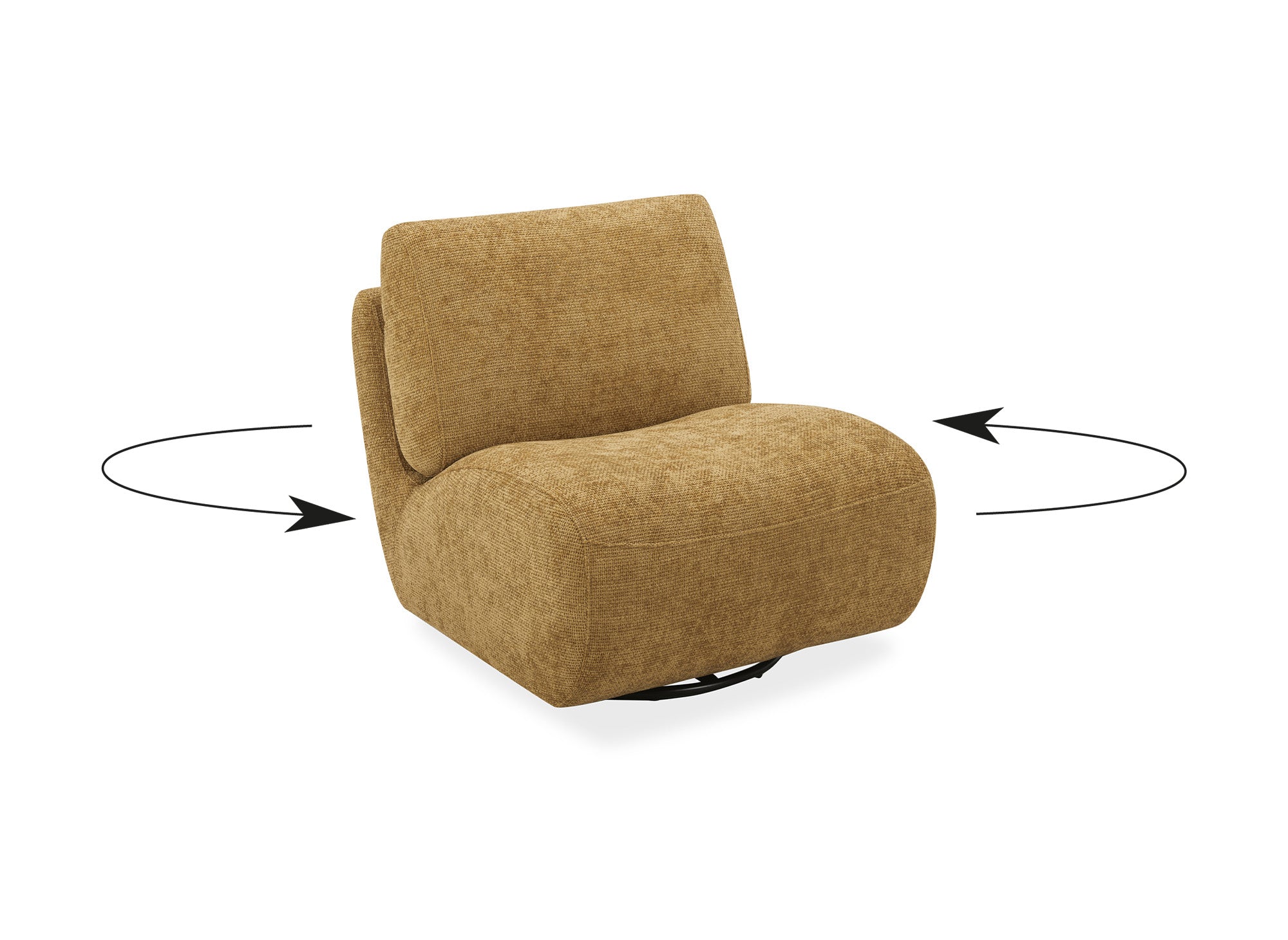 Fauteuil pivotant en velours chiné jaune TANGO