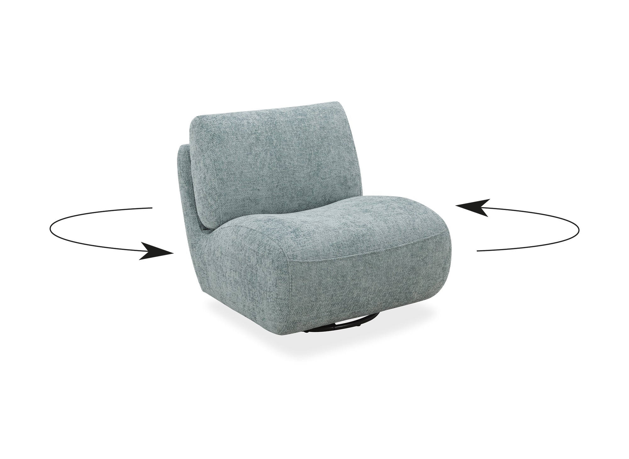 Fauteuil pivotant en velours chiné vert d'eau TANGO