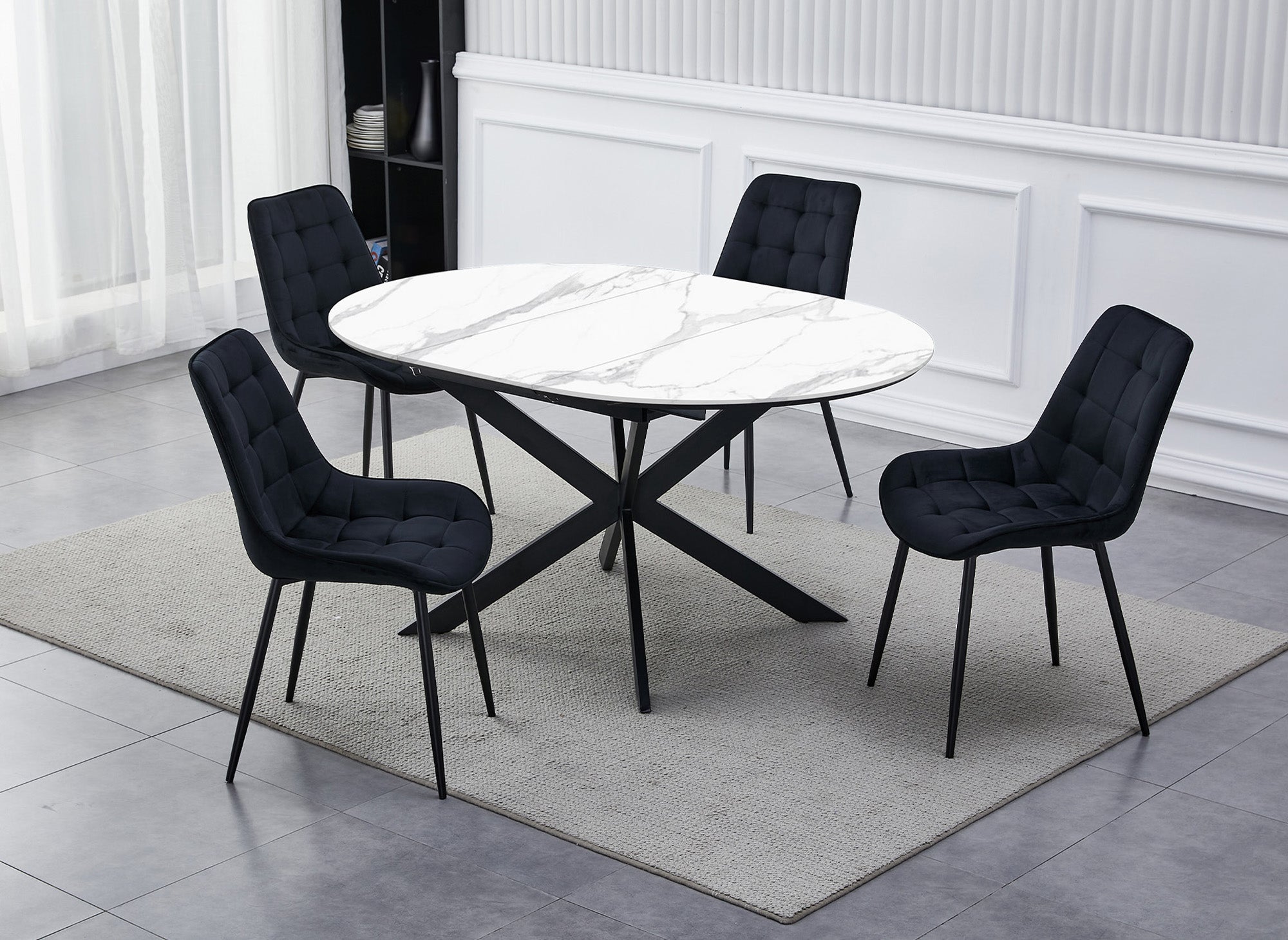 Table à manger ronde extensible blanc KOBY