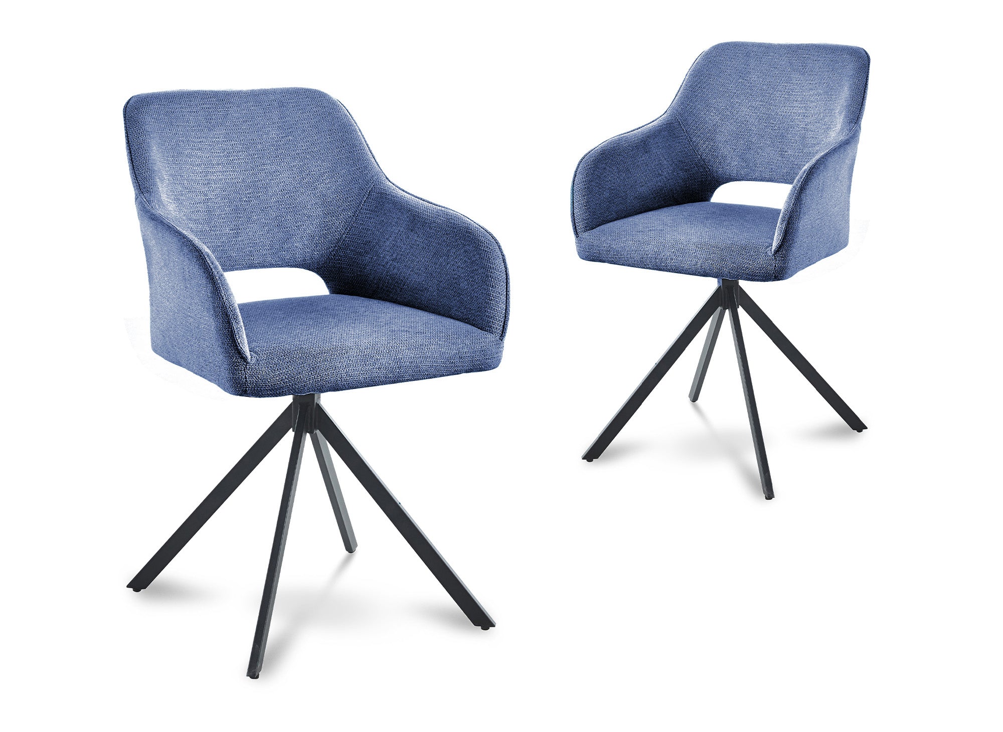 Lot de 2 chaises pivotantes design en velours bleu CIEL