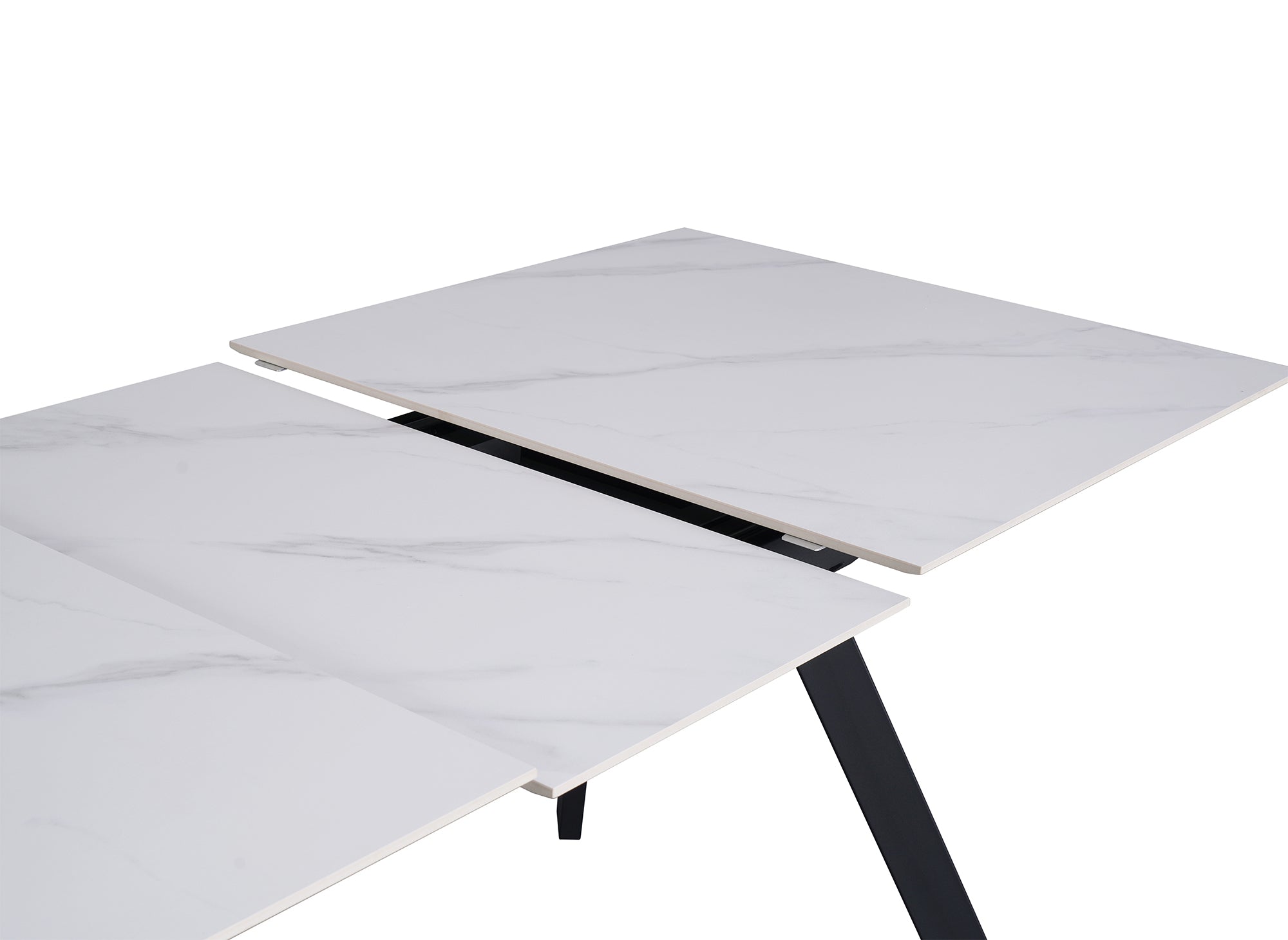 Table à manger rectangulaire extensible en céramique blanche ELYNE
