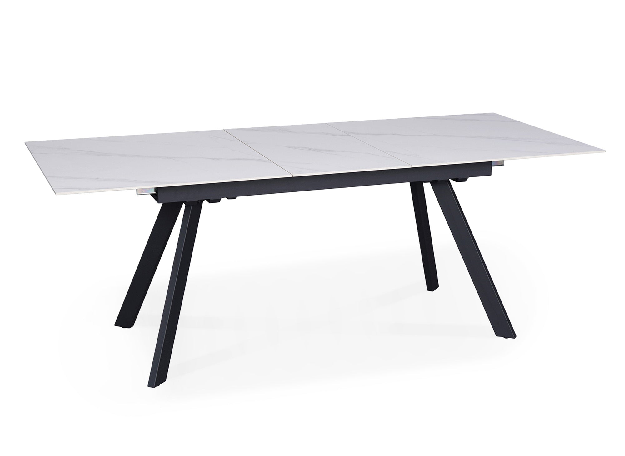 Table à manger rectangulaire extensible en céramique blanche ELYNE