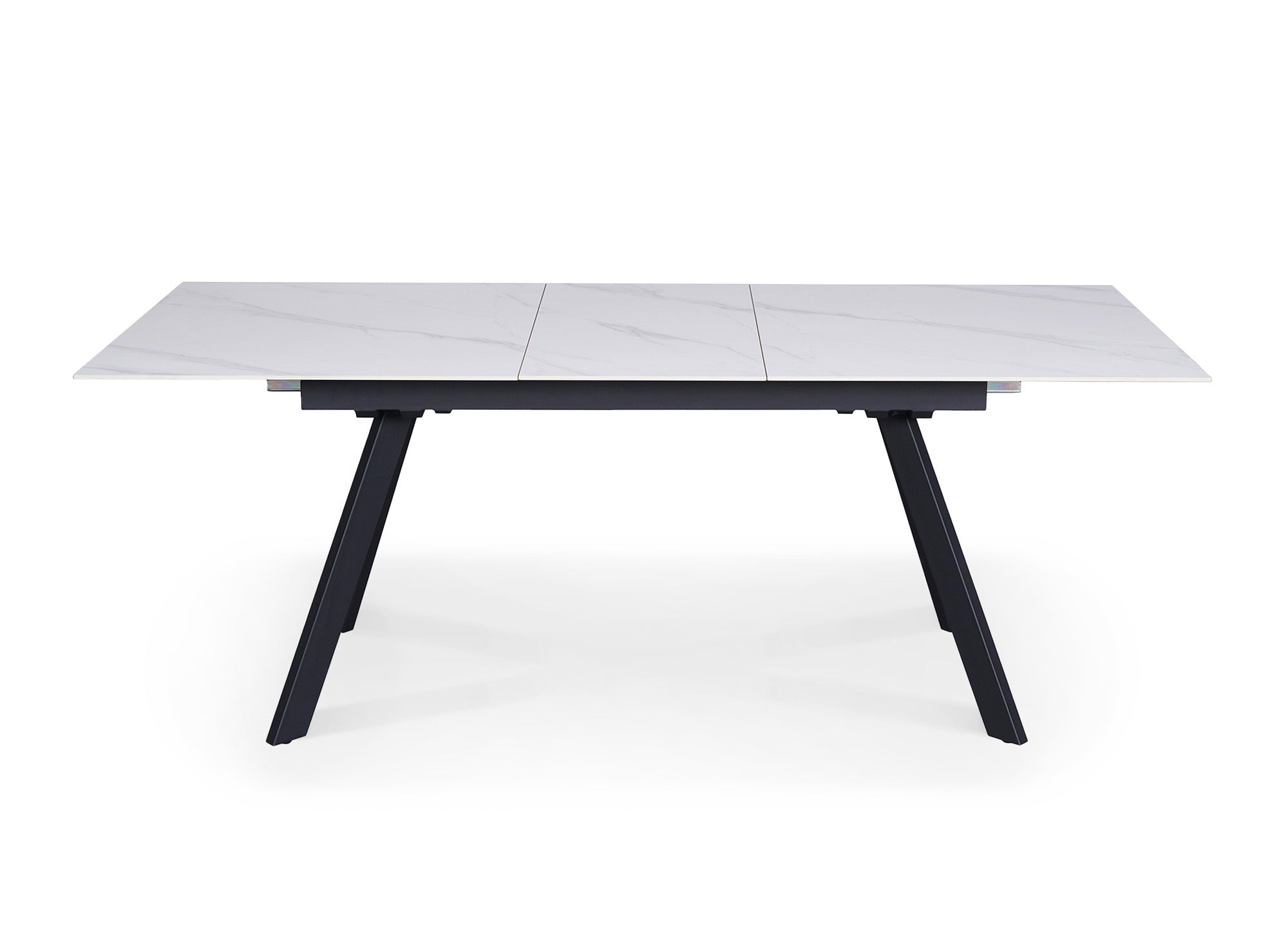 Table à manger rectangulaire extensible en céramique blanche ELYNE