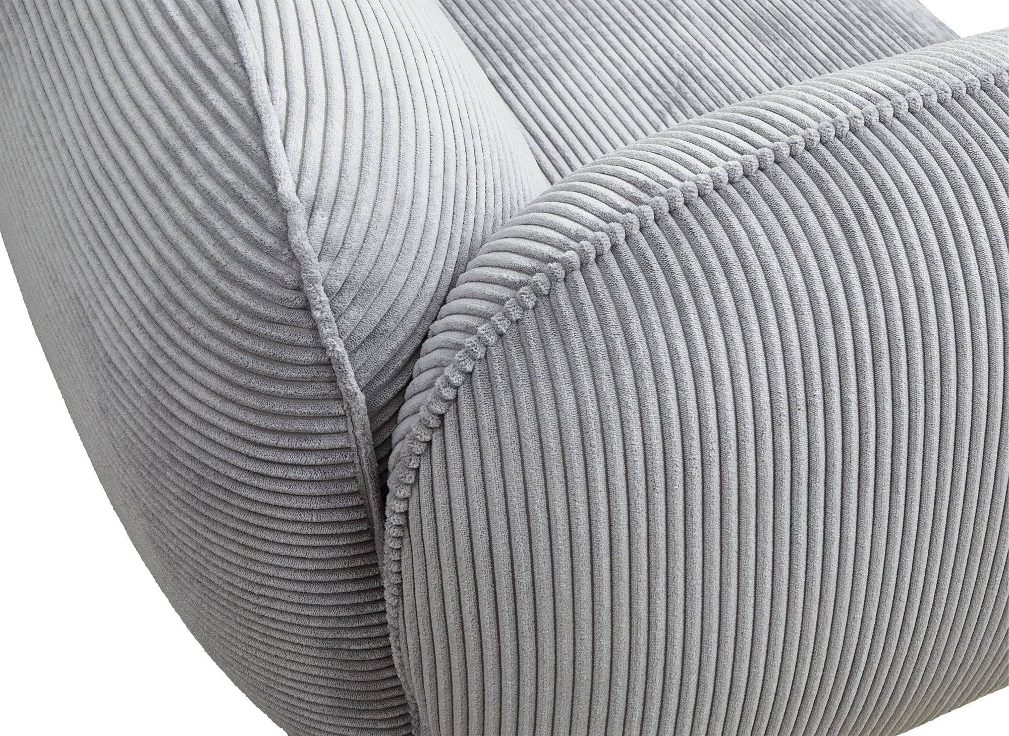 Canapé 3 places en velours gros côtelé gris ANDREA