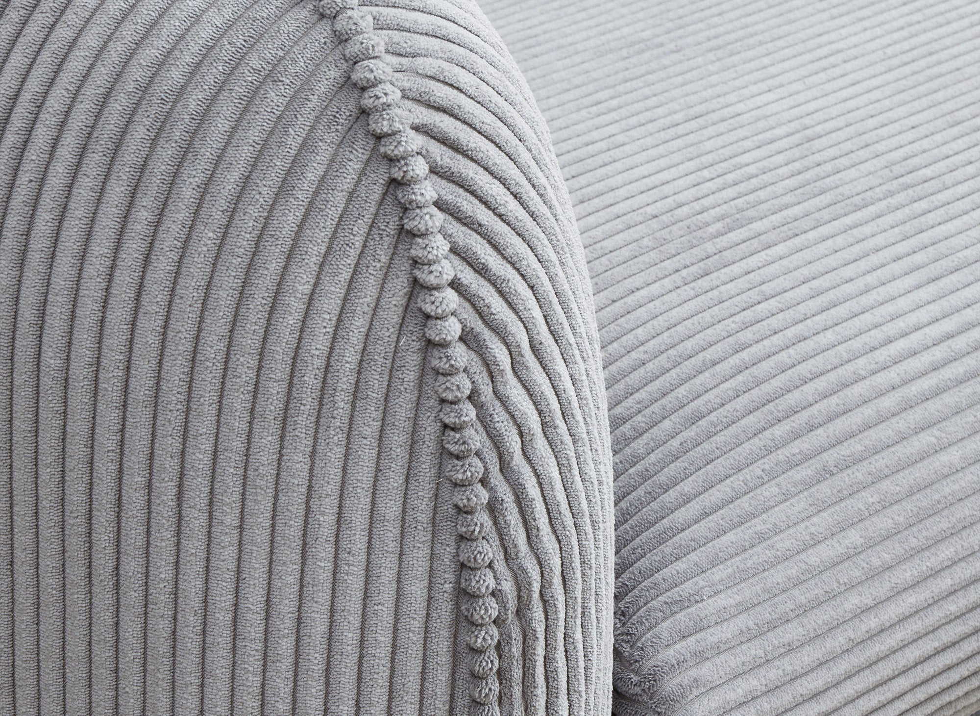 Canapé 3 places en velours gros côtelé gris ANDREA