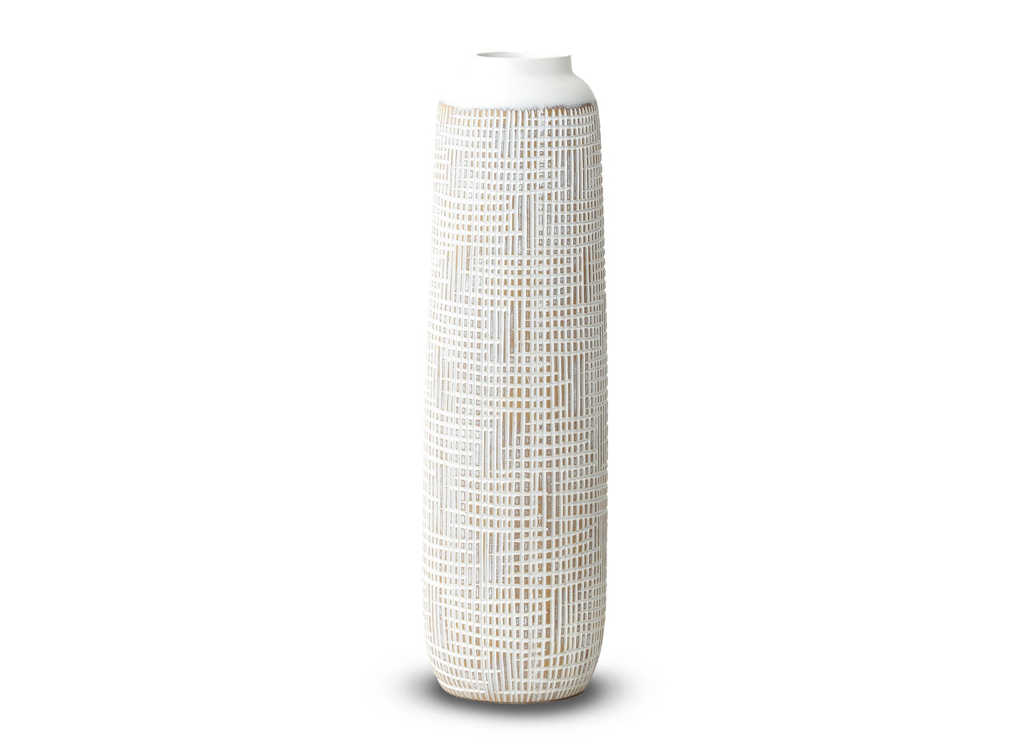 Vase totem en polyrésine blanc H50 cm YONI