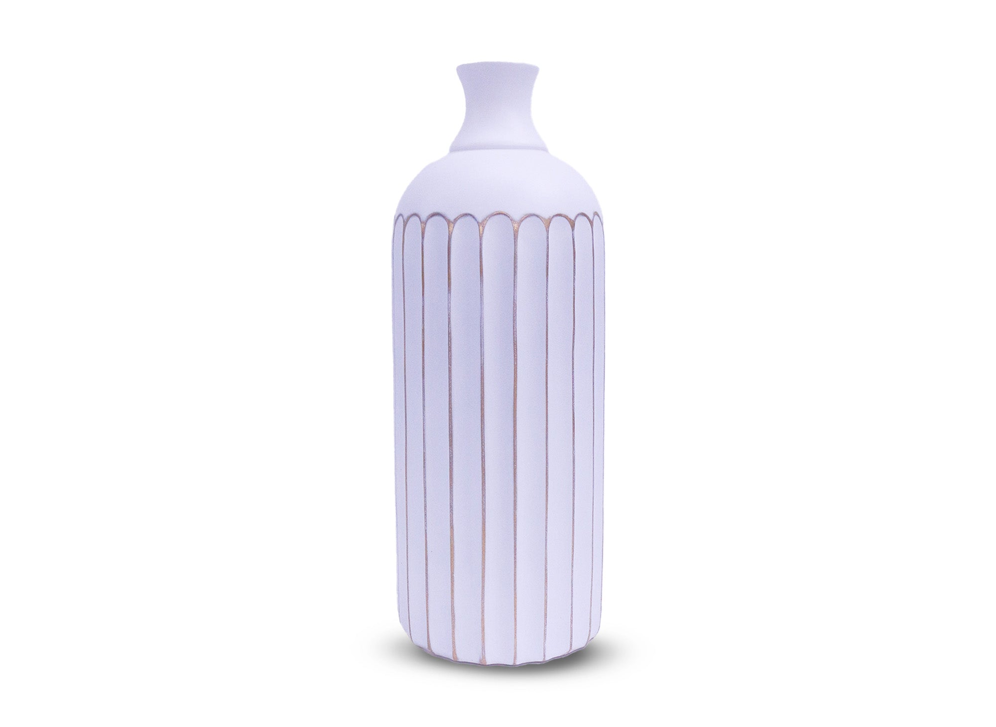Vase en polyrésine blanc et doré H41 cm ARCA