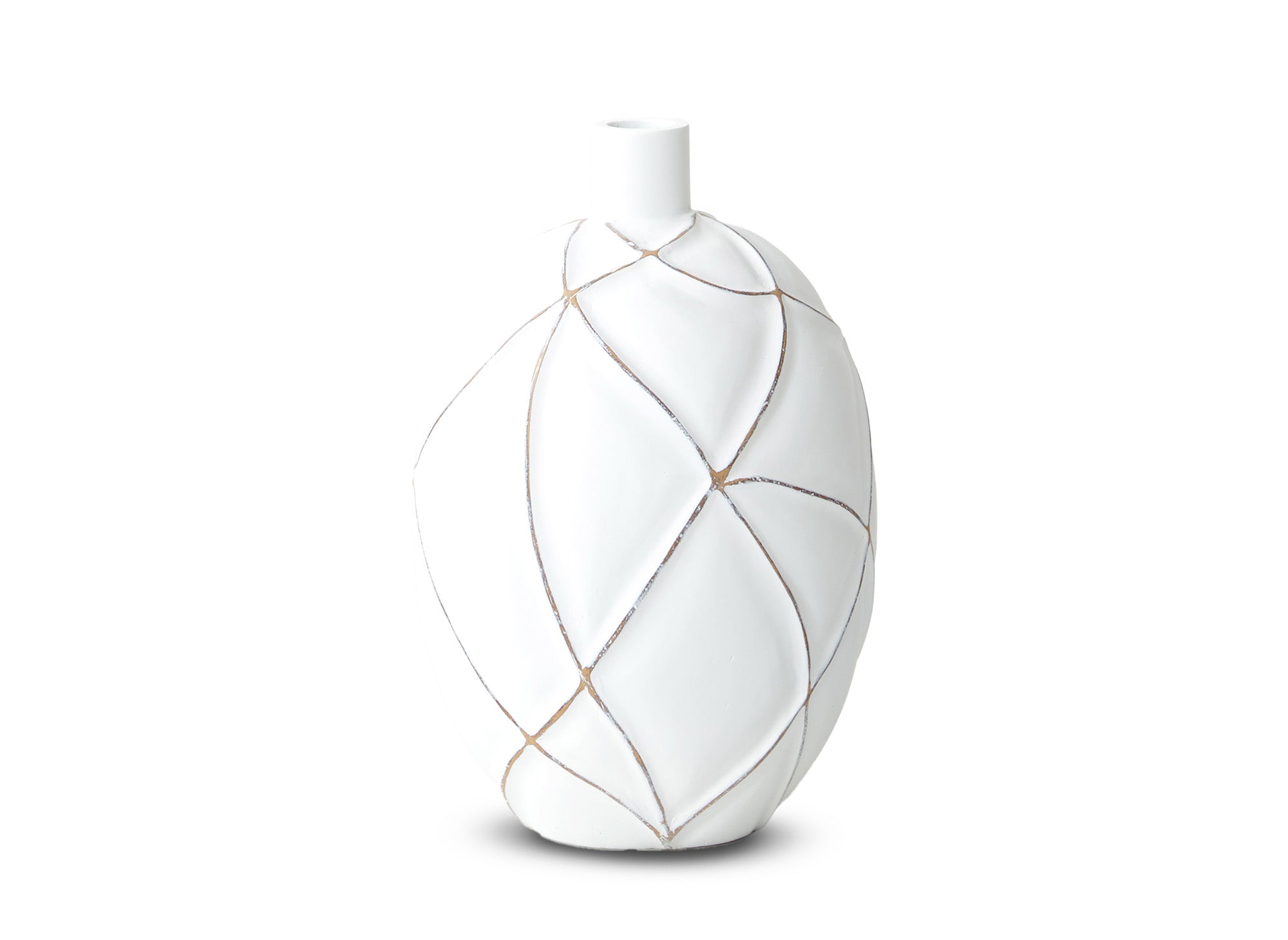 Vase boule en polyrésine blanc H31 cm LUNA