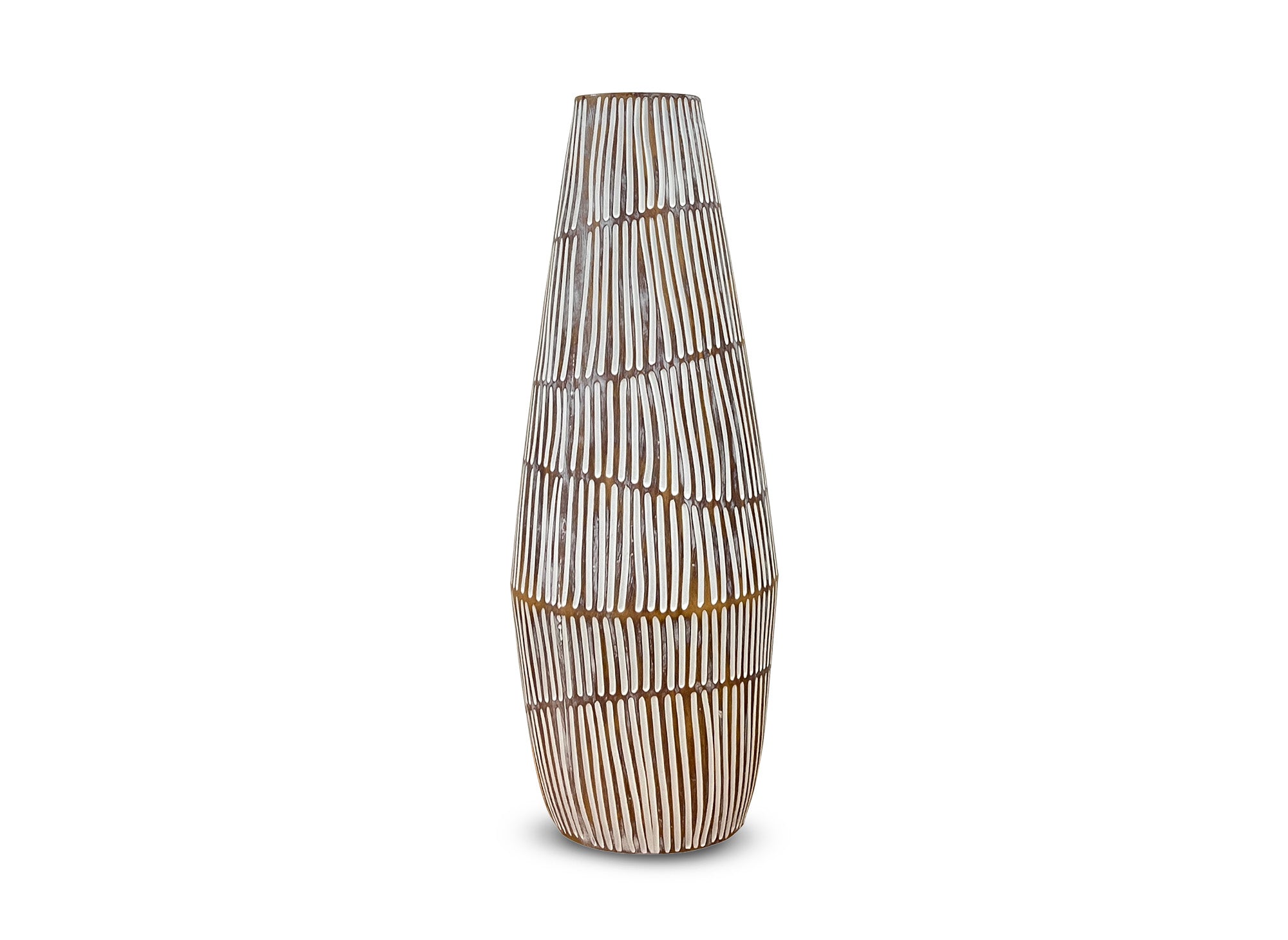 Vase XL en polyrésine bois et blanc H47 cm MAYA