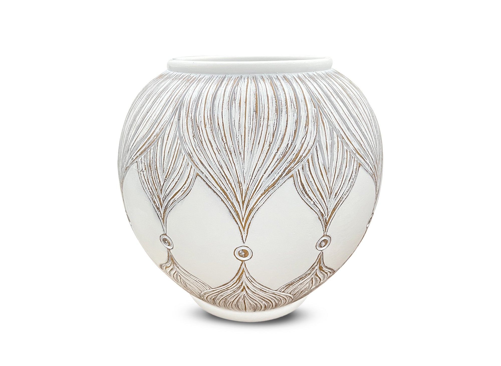 Vase boule en polyrésine blanc H29 cm MANOLIS