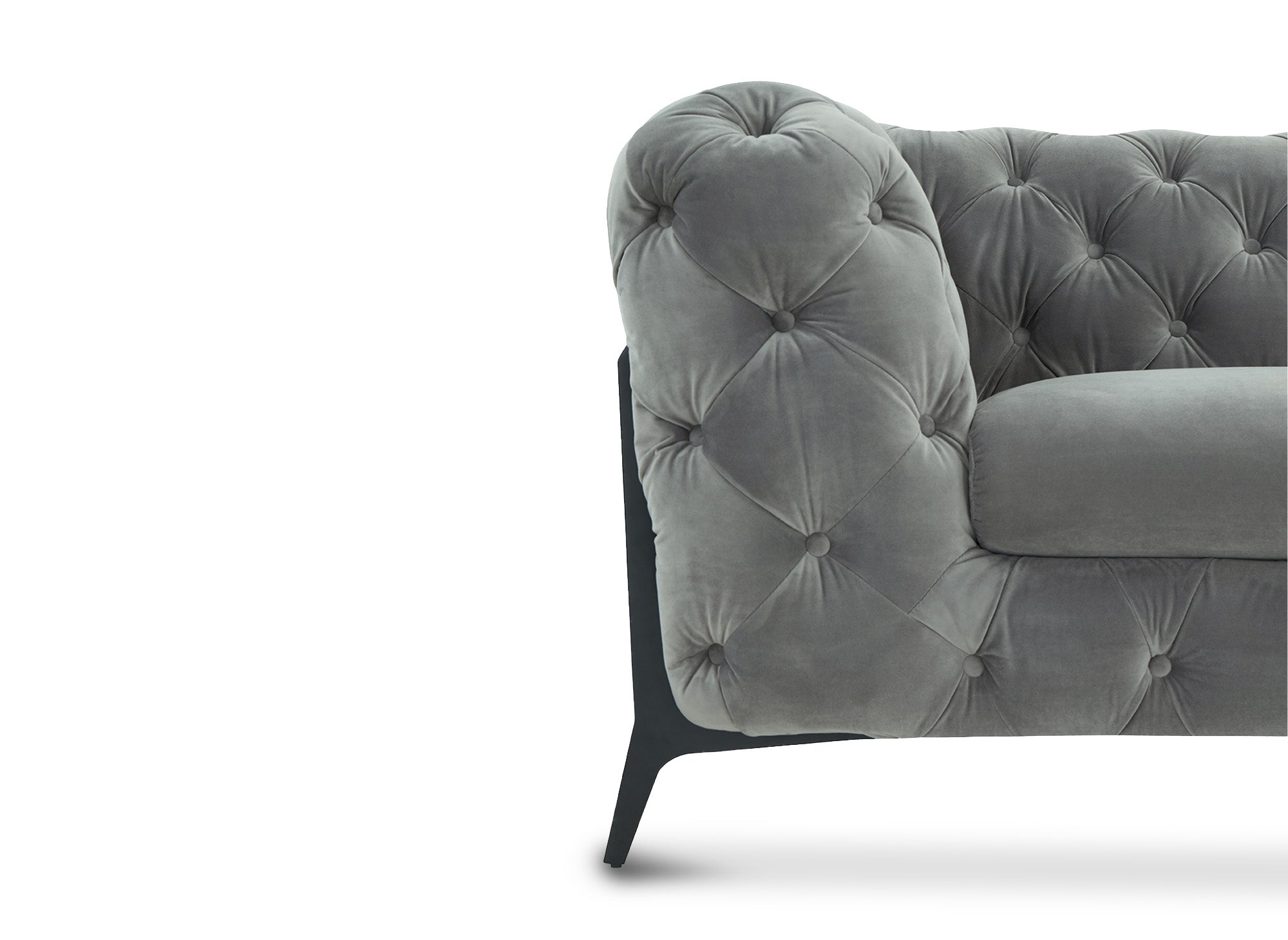 Canapé capitonné chesterfield d'angle réversible en velours gris CARMEN