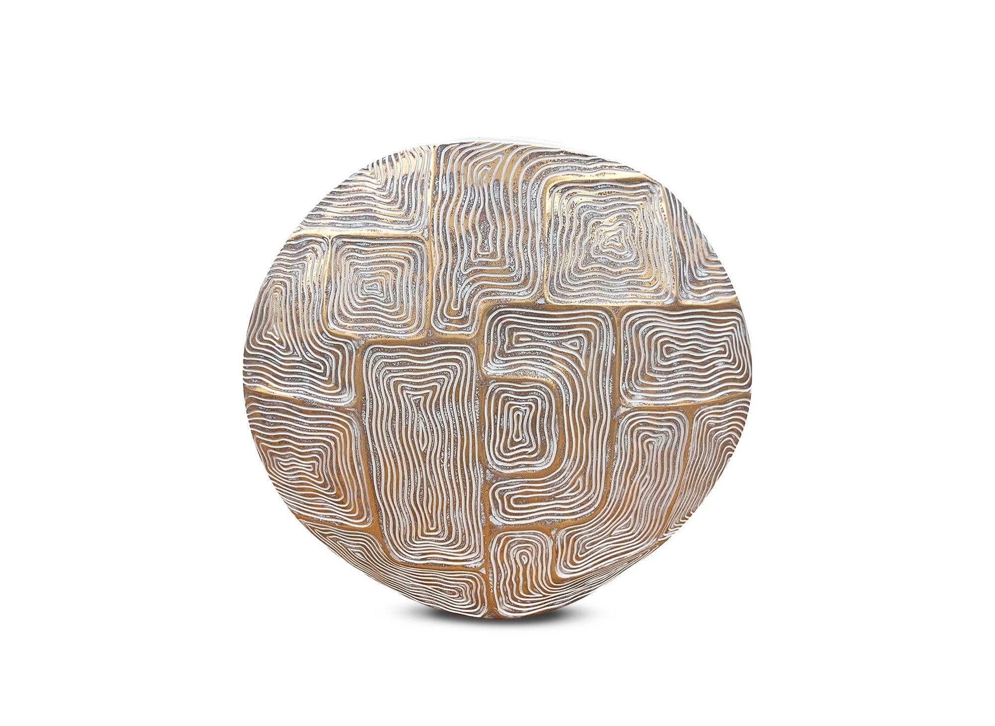 Vase rond en résine blanc et doré H34 cm ARBORA