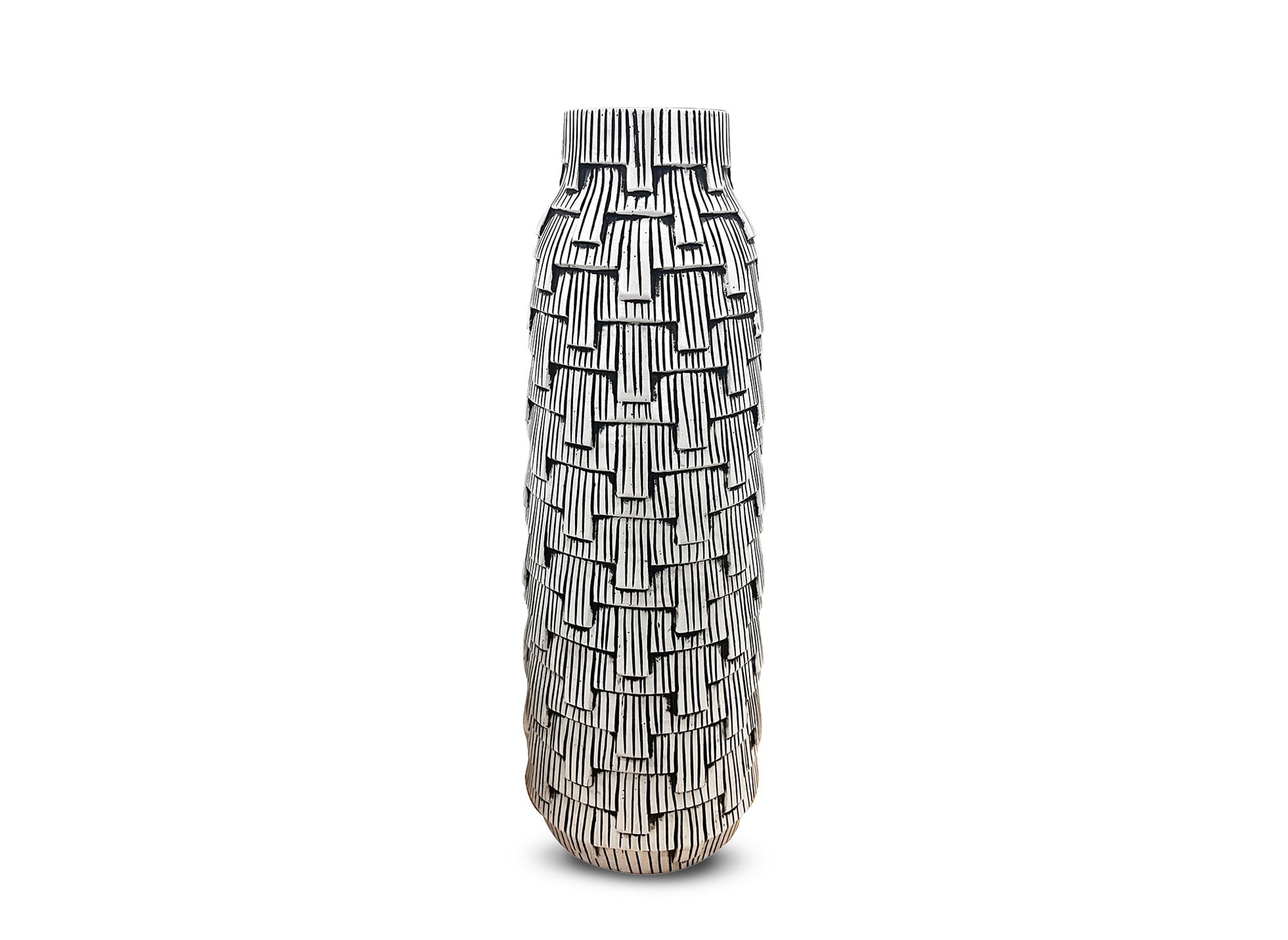 Vase contemporain en polyrésine noir et blanc H50 cm INAYA