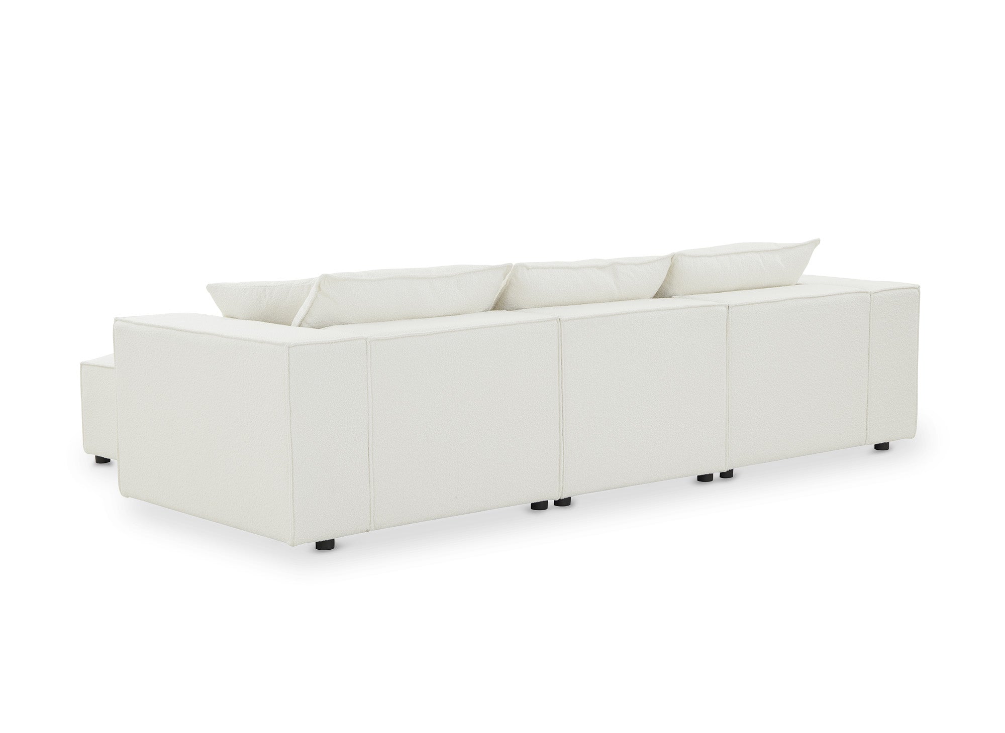 Canapé d'angle modulable en tissu effet peau de mouton blanc écru HARLEM
