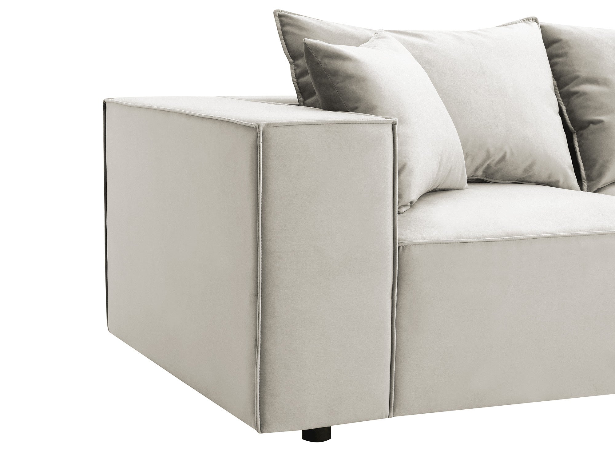 Canapé d'angle modulable en velours taupe HARLEM