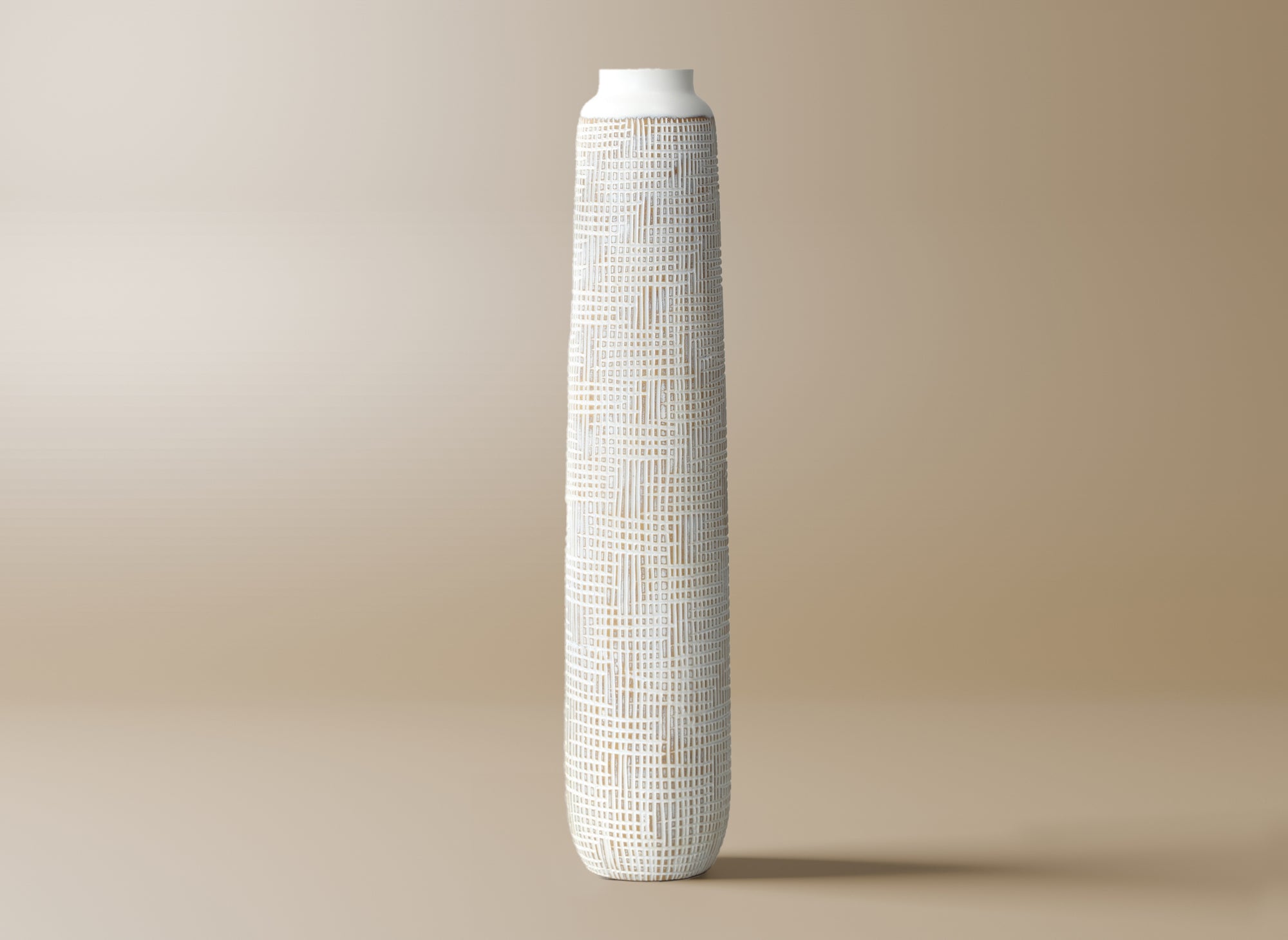 Vase totem en polyrésine blanc H75 cm YONI