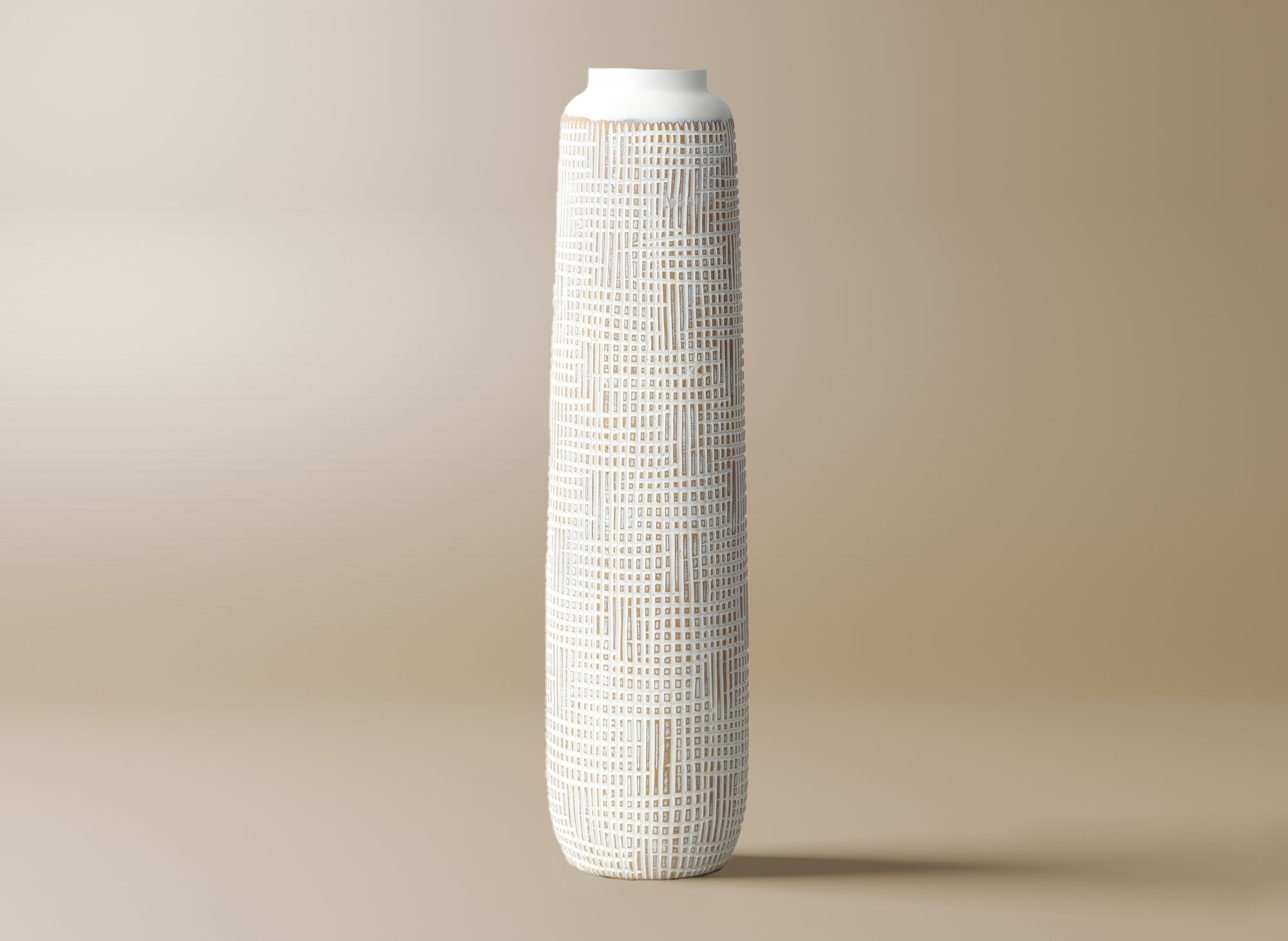 Vase totem en polyrésine blanc H60 cm YONI
