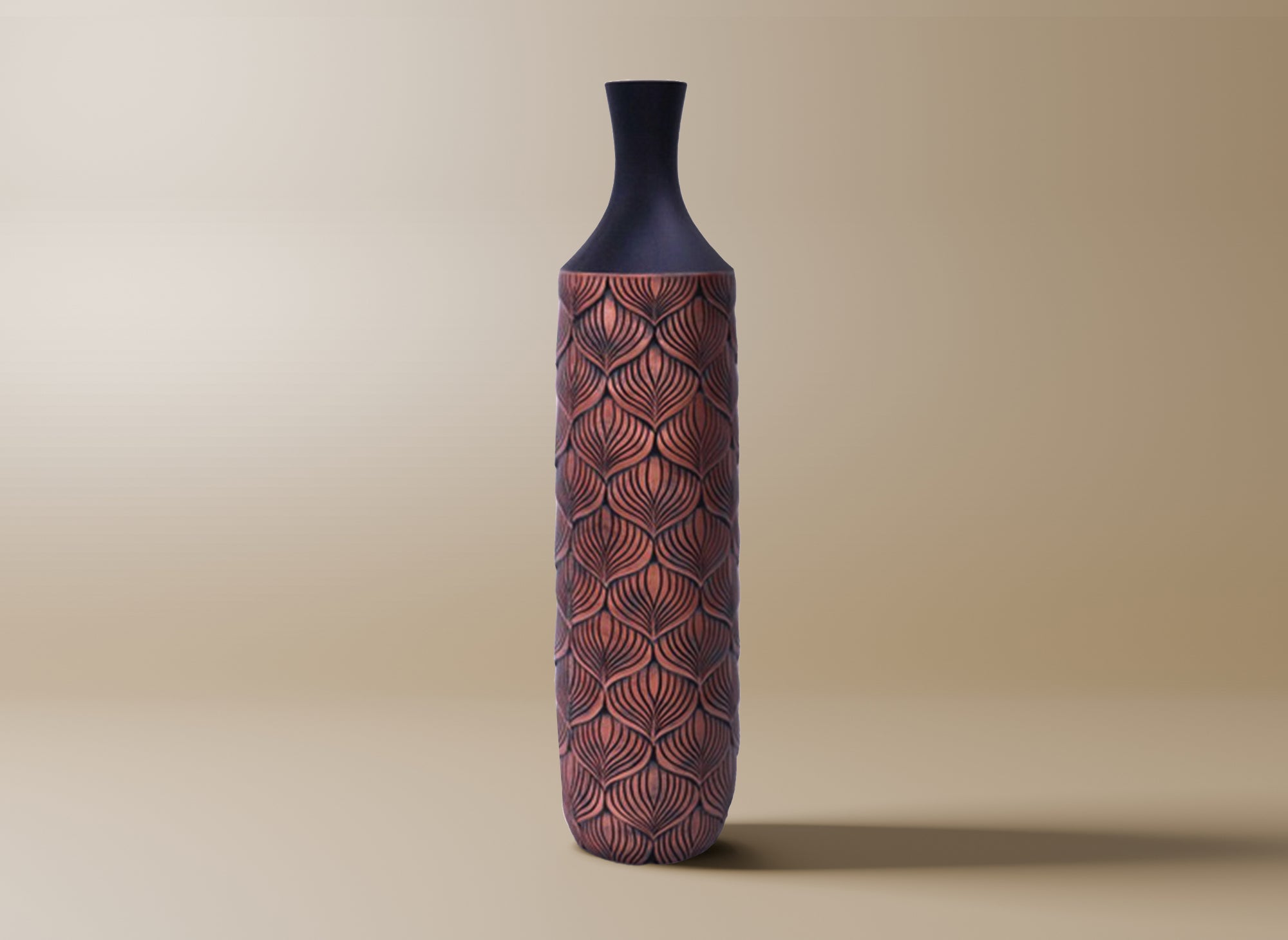 Vase XL en polyrésine noir et marron H60 cm NEVEN