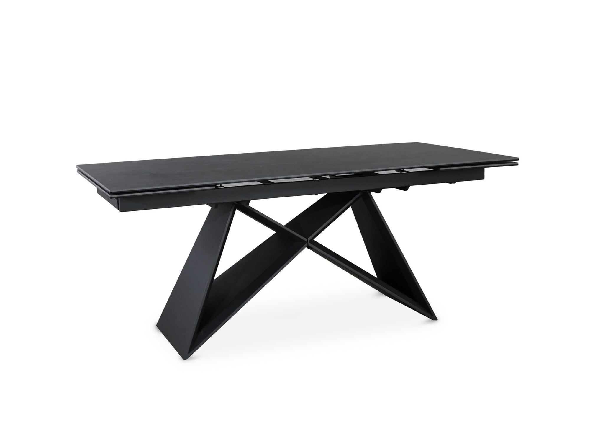 Table à manger extensible en céramique noire effet marbre GABRIEL