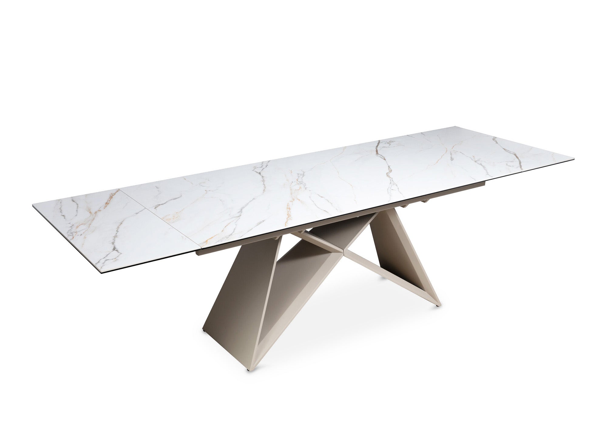 Table à manger extensible en céramique blanche effet marbre GABRIEL