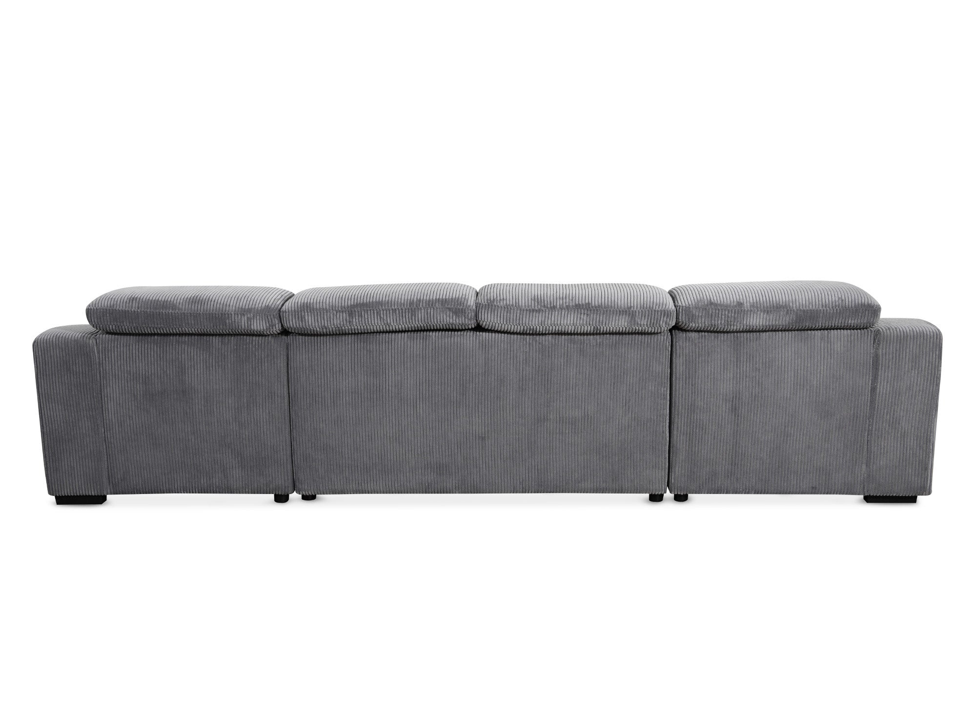 Canapé panoramique convertible avec 2 coffres en velours côtelé épais gris VELORA