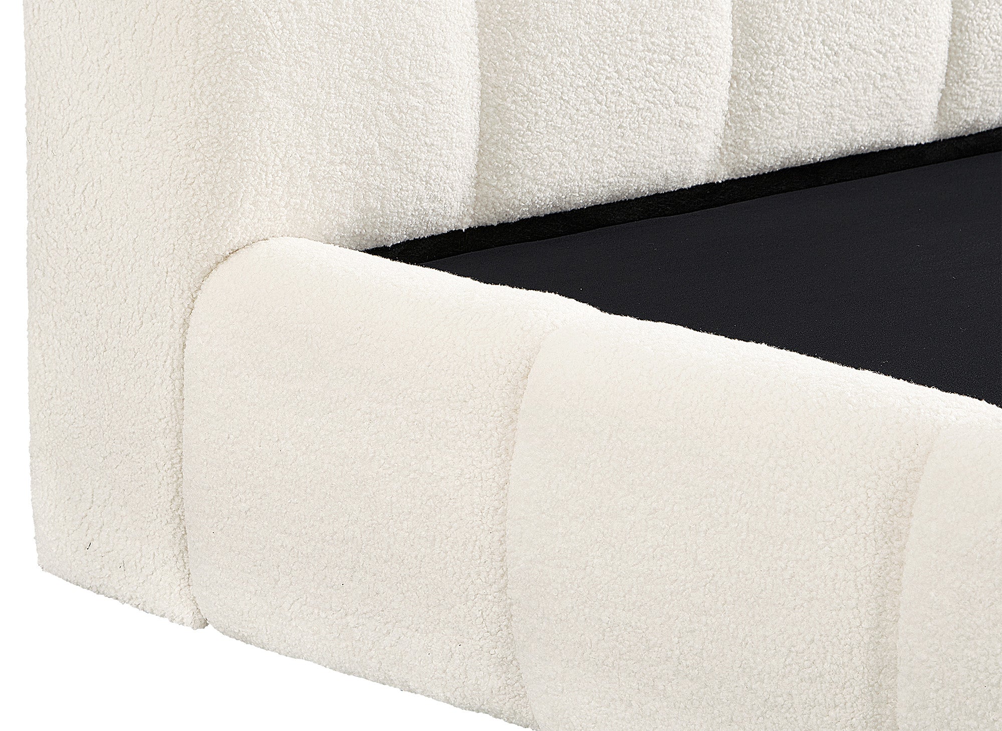 Lit coffre en tissu bouclette écru 180x200 cm GEORGINA