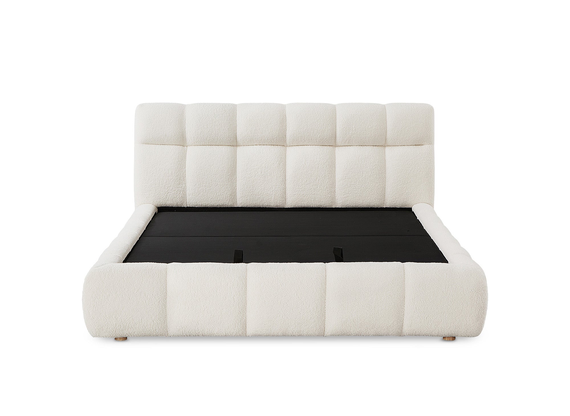 Lit coffre en tissu bouclette écru 140x190 cm GEORGINA