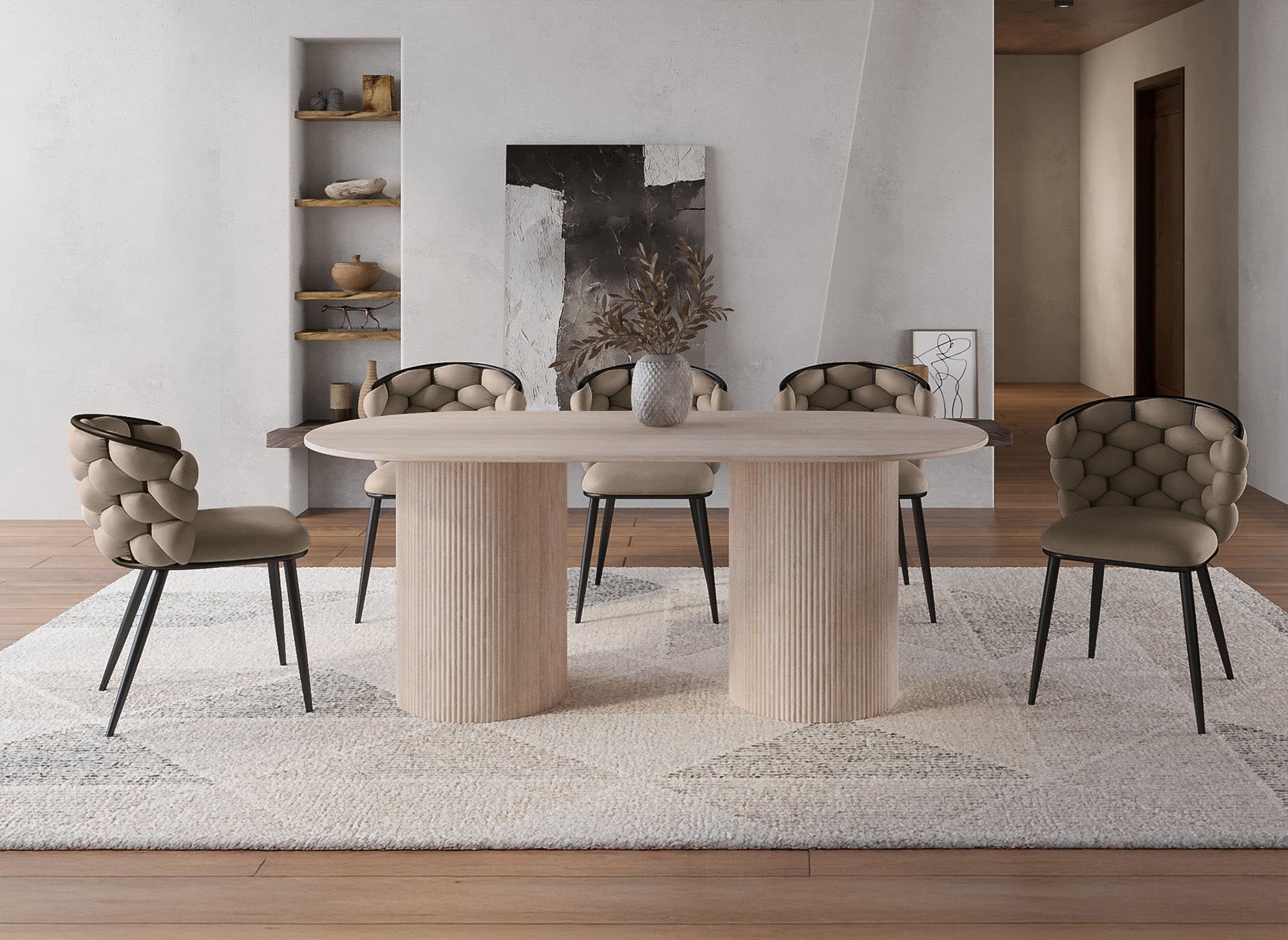 Lot de 2 chaises en velours taupe pieds en métal noir CECILE