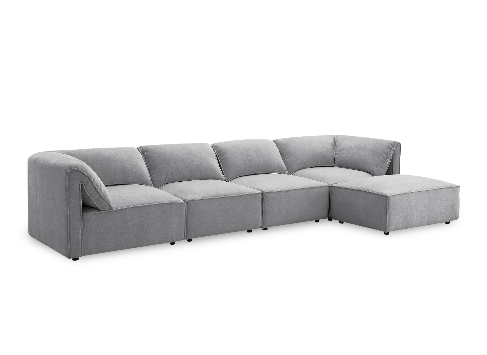 Canapé d'angle modulable en velours gris HARINA