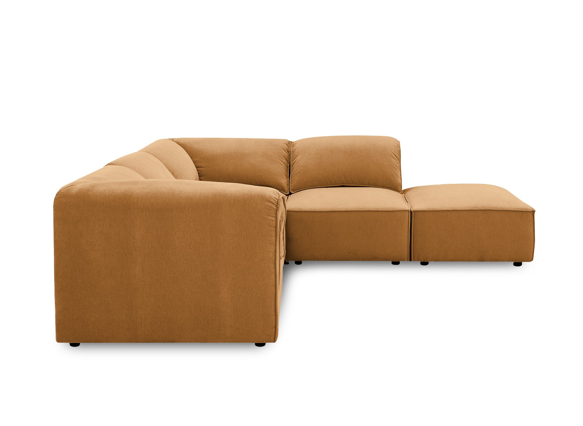 Canapé d'angle modulable en velours moutarde HARINA