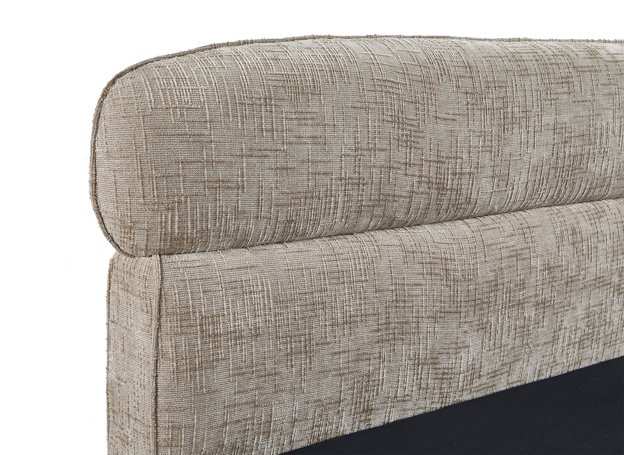 Lit coffre en velours chiné beige 180x200cm MELO