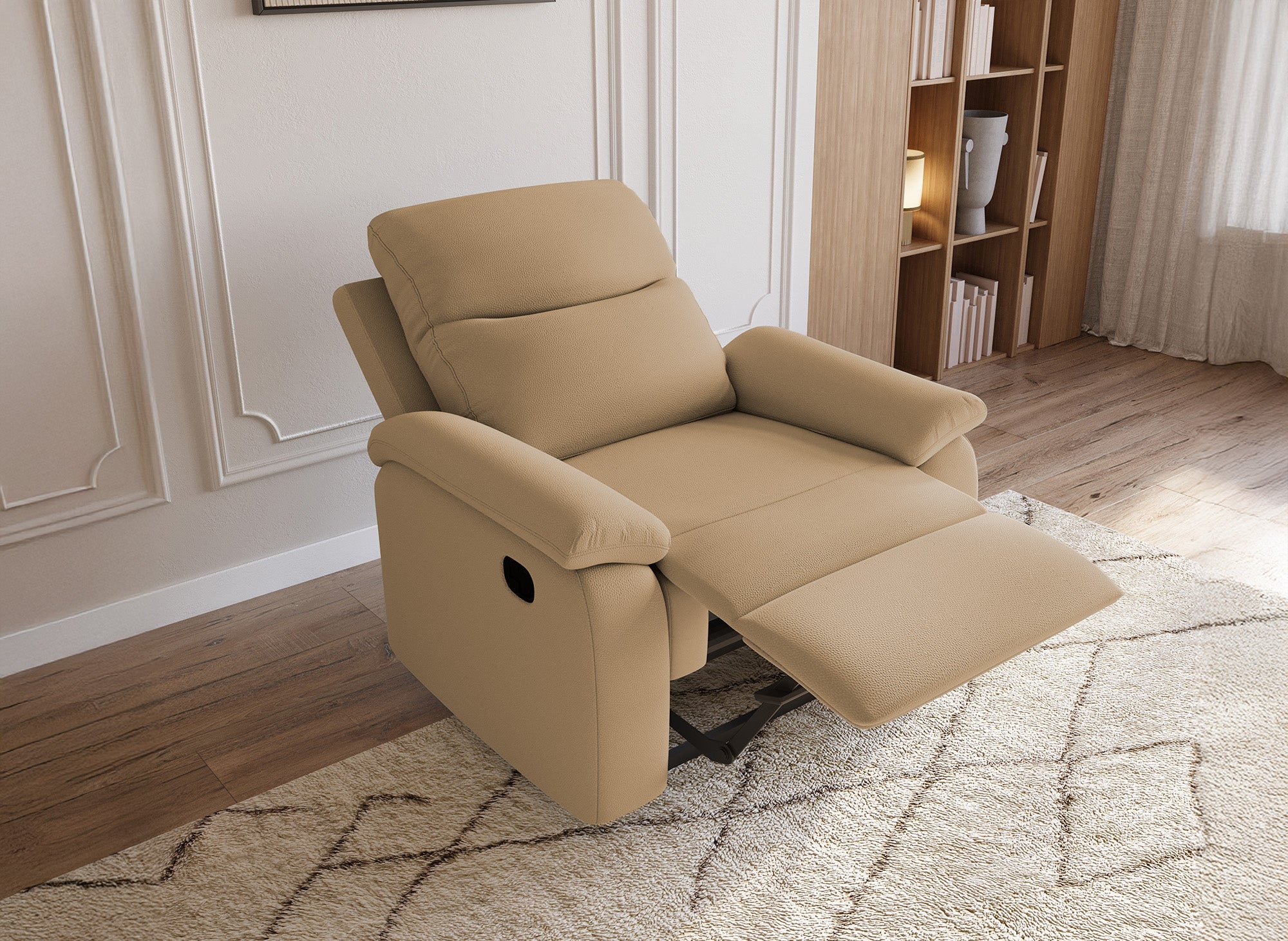 Fauteuil relax effet simili cuir camel JACOB