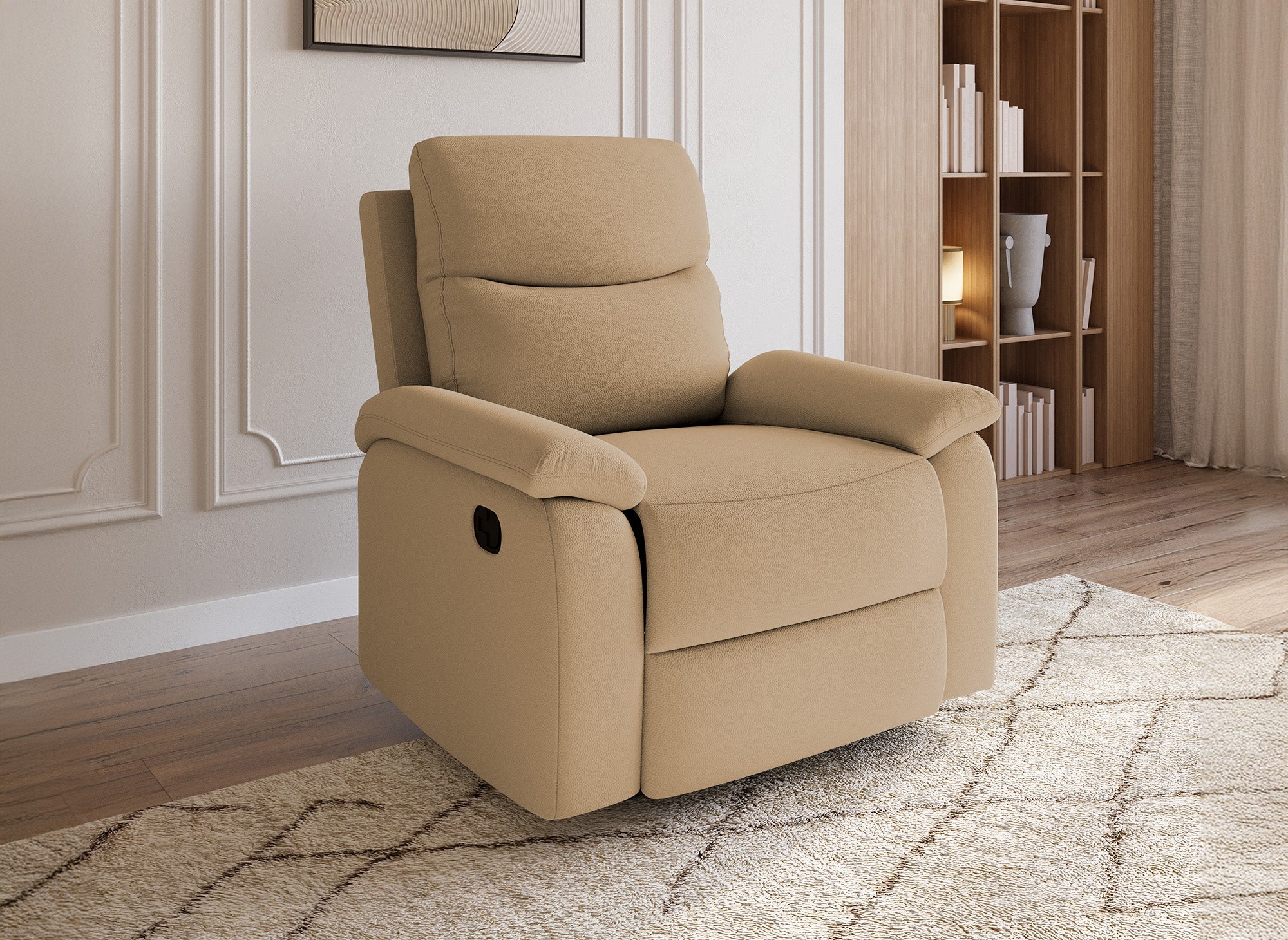 Fauteuil relax effet simili cuir camel JACOB
