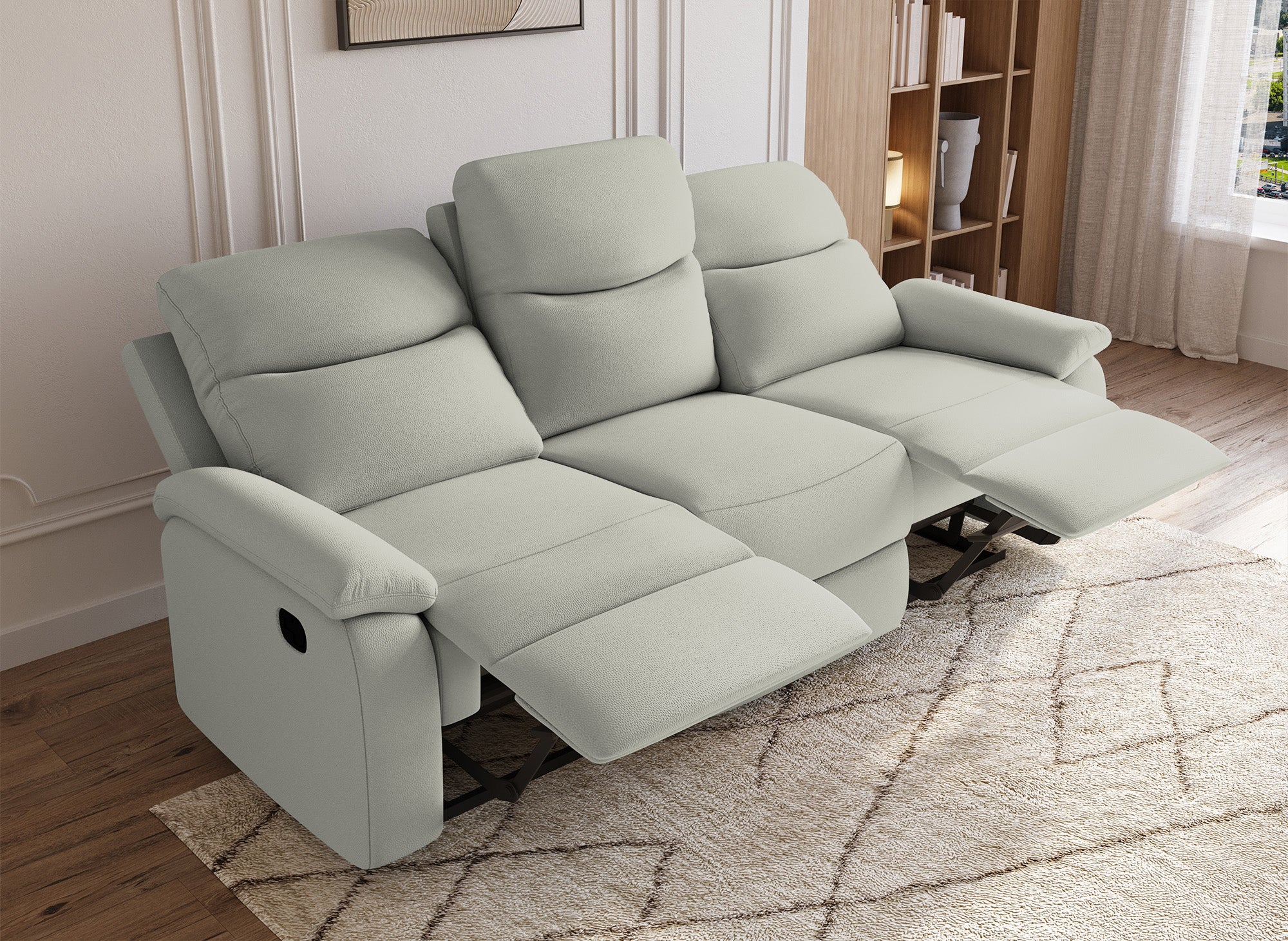 Canapé relax effet simili cuir gris clair 3 places JACOB