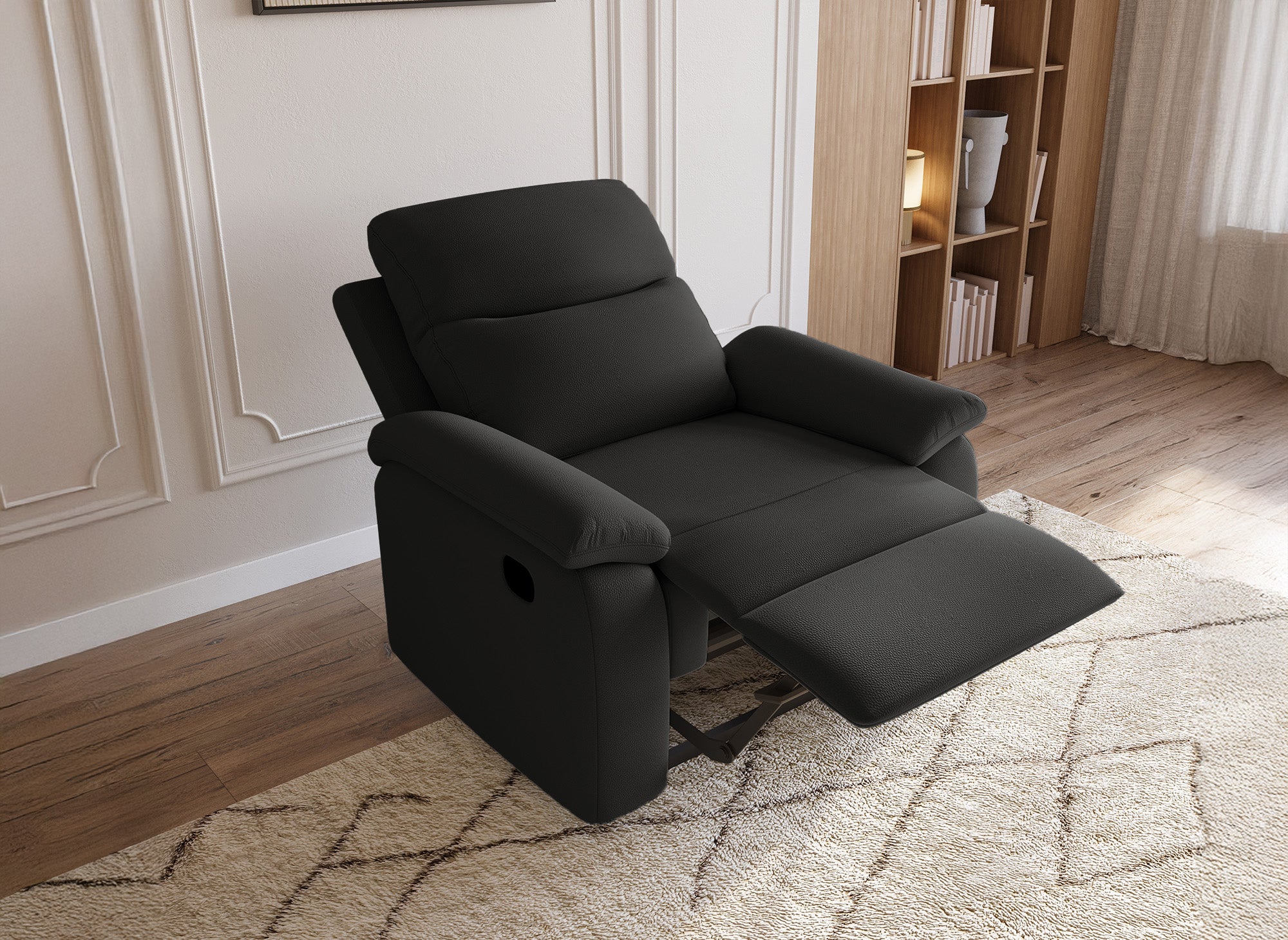Fauteuil relax effet simili cuir noir JACOB
