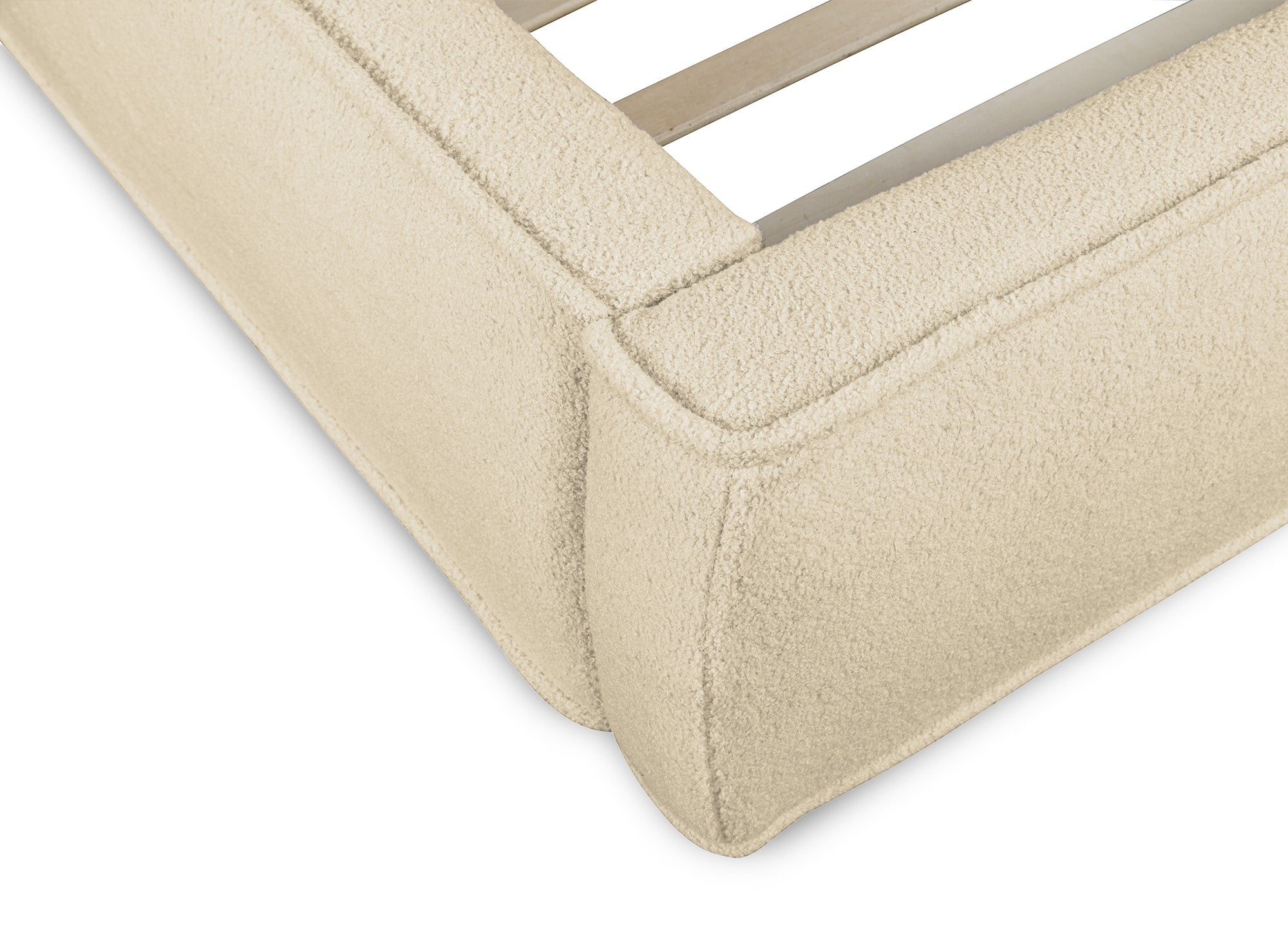 Lit coffre en tissu bouclette beige 180x200cm YUNA
