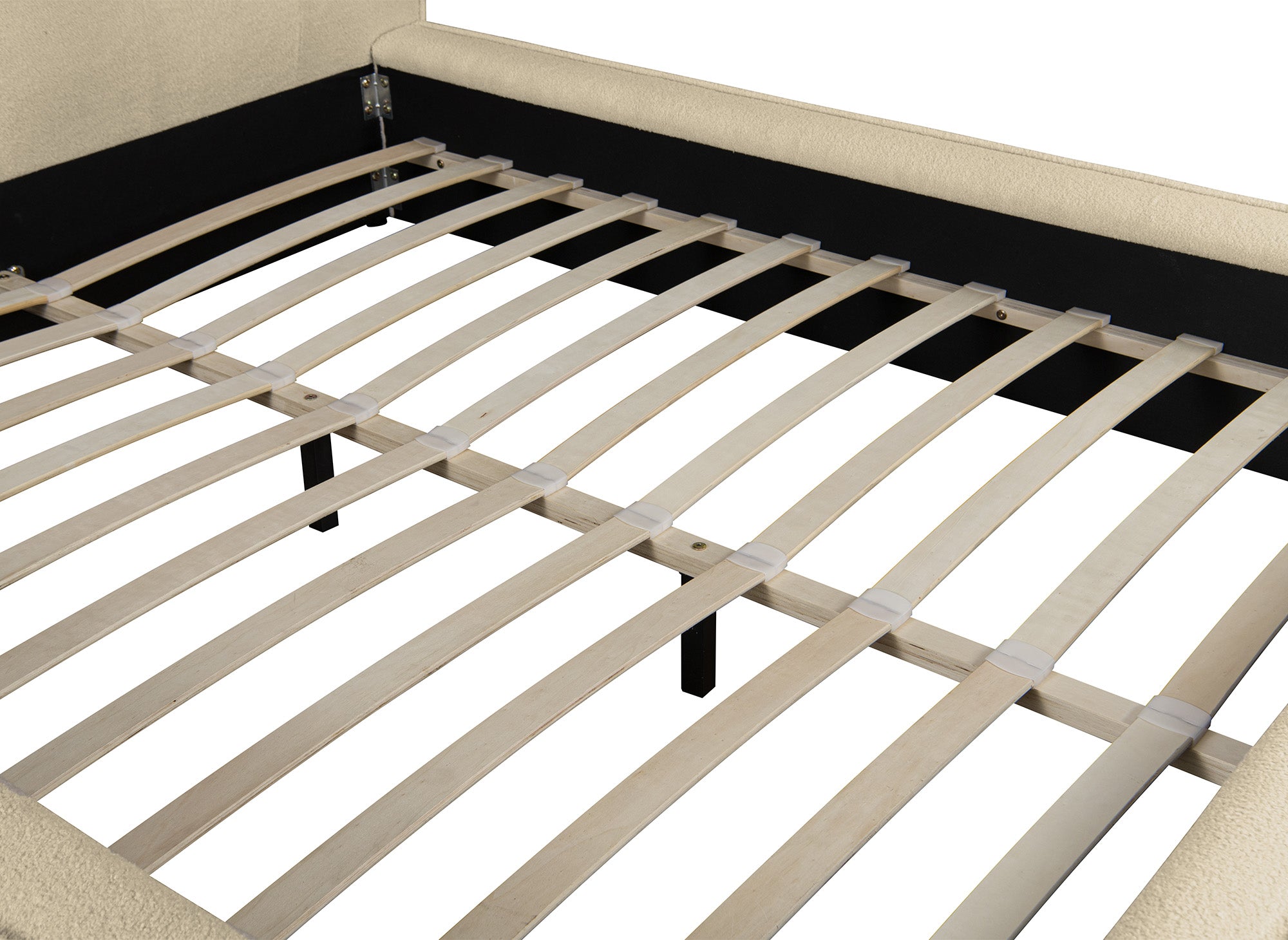 Lit coffre en tissu bouclette beige 160x200cm YUNA