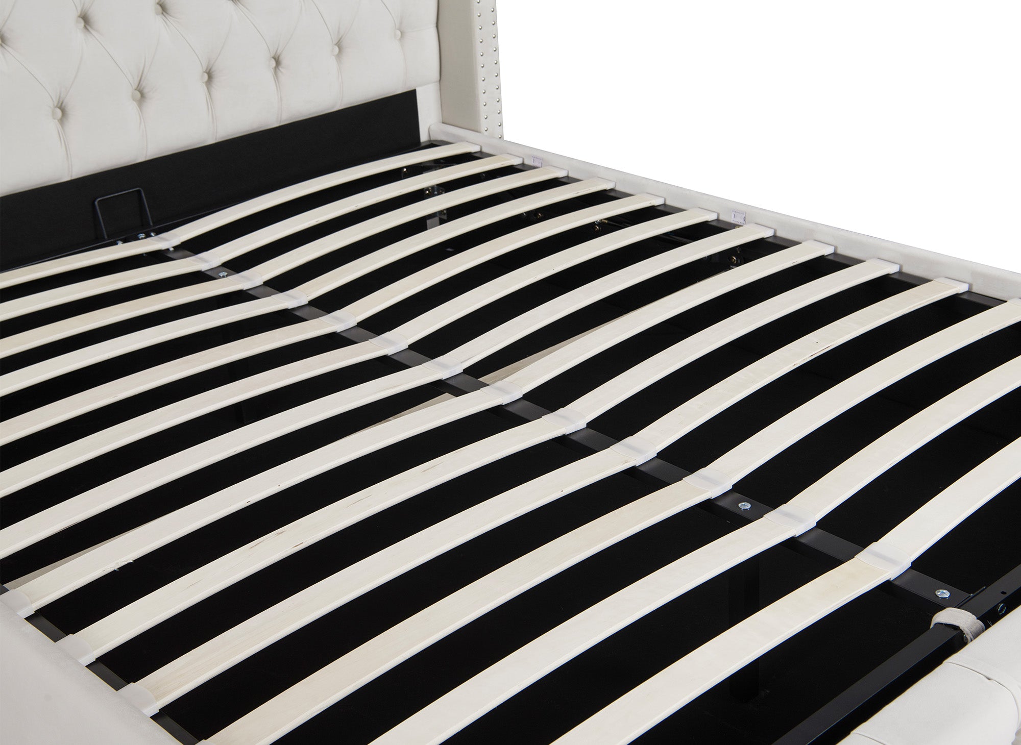 Lit coffre en velours beige 180x200 cm MAXI