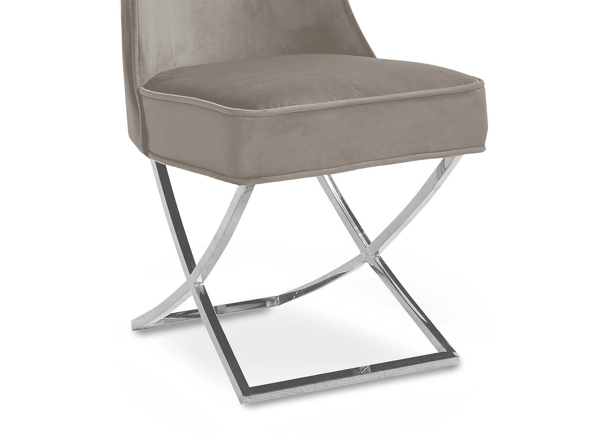 Lot de 2 chaises en velours beige pieds en métal argenté ETHAN