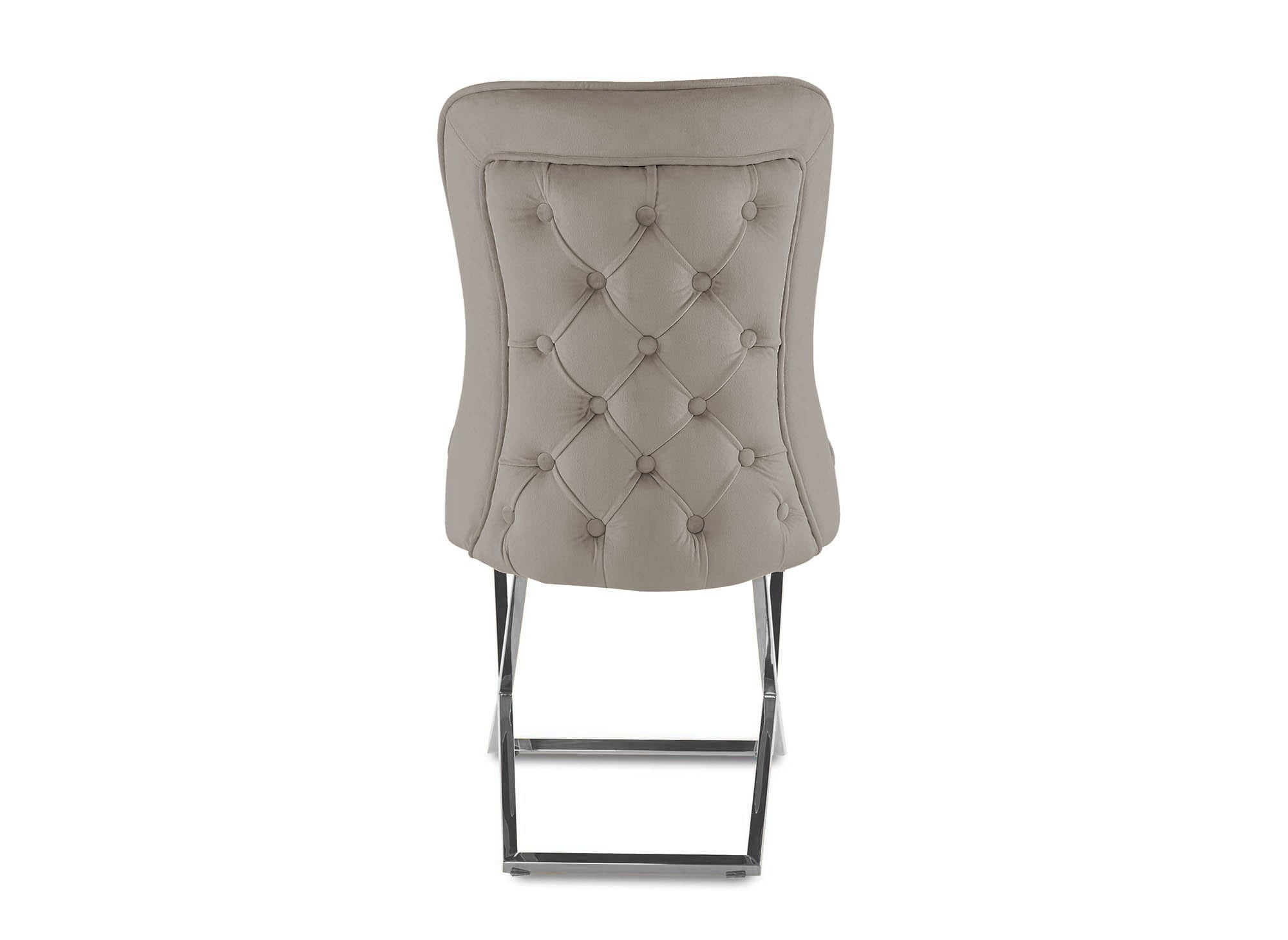 Lot de 2 chaises en velours beige pieds en métal argenté ETHAN
