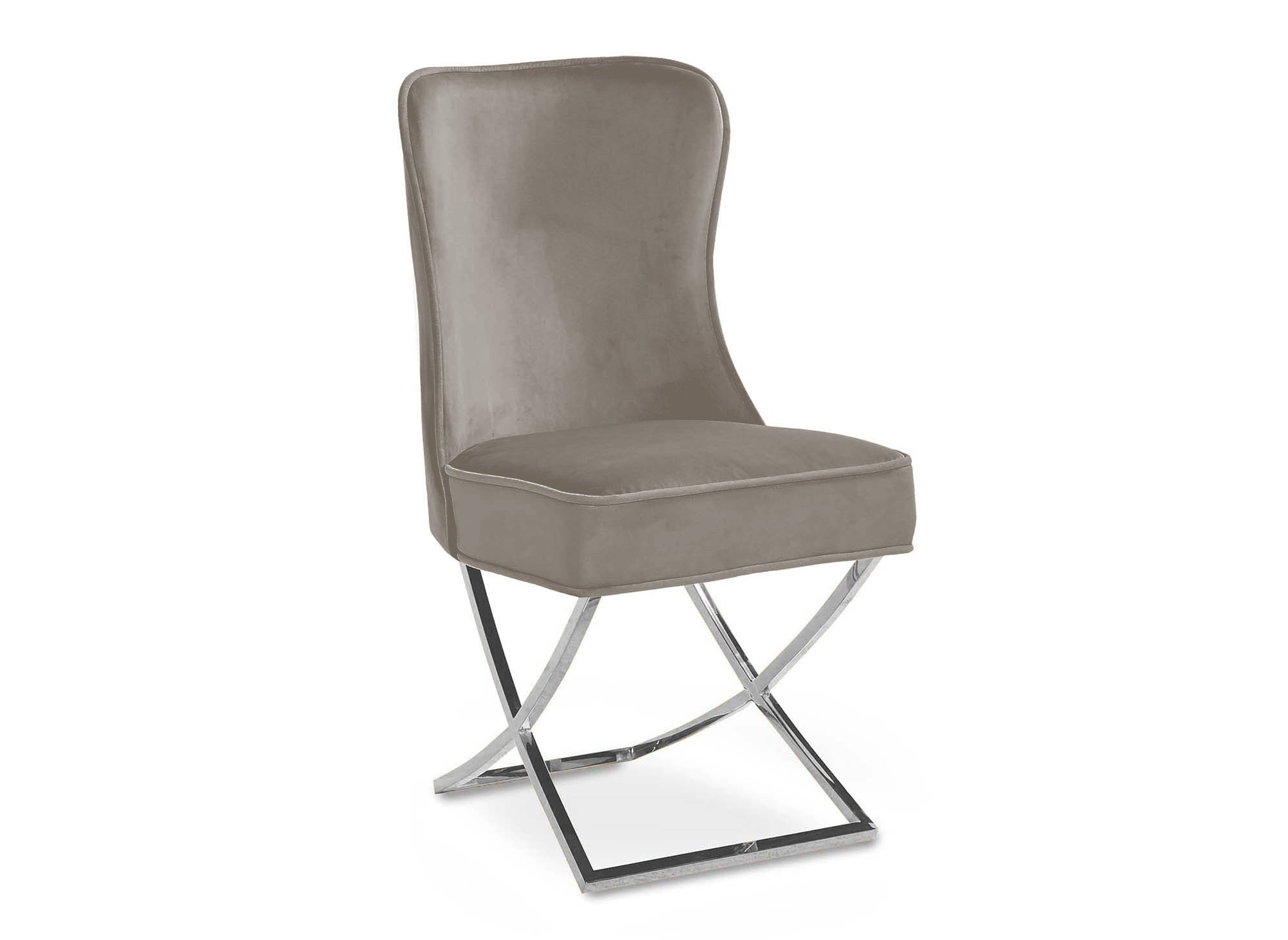 Lot de 2 chaises en velours beige pieds en métal argenté ETHAN