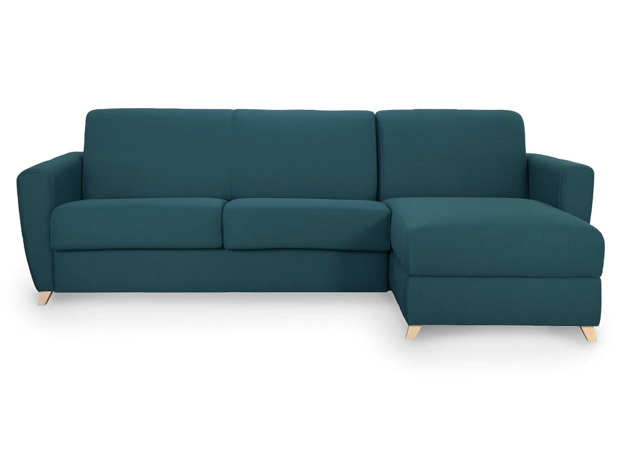Canapé d'angle convertible réversible scandinave en tissu bleu pétrole TOBIAS