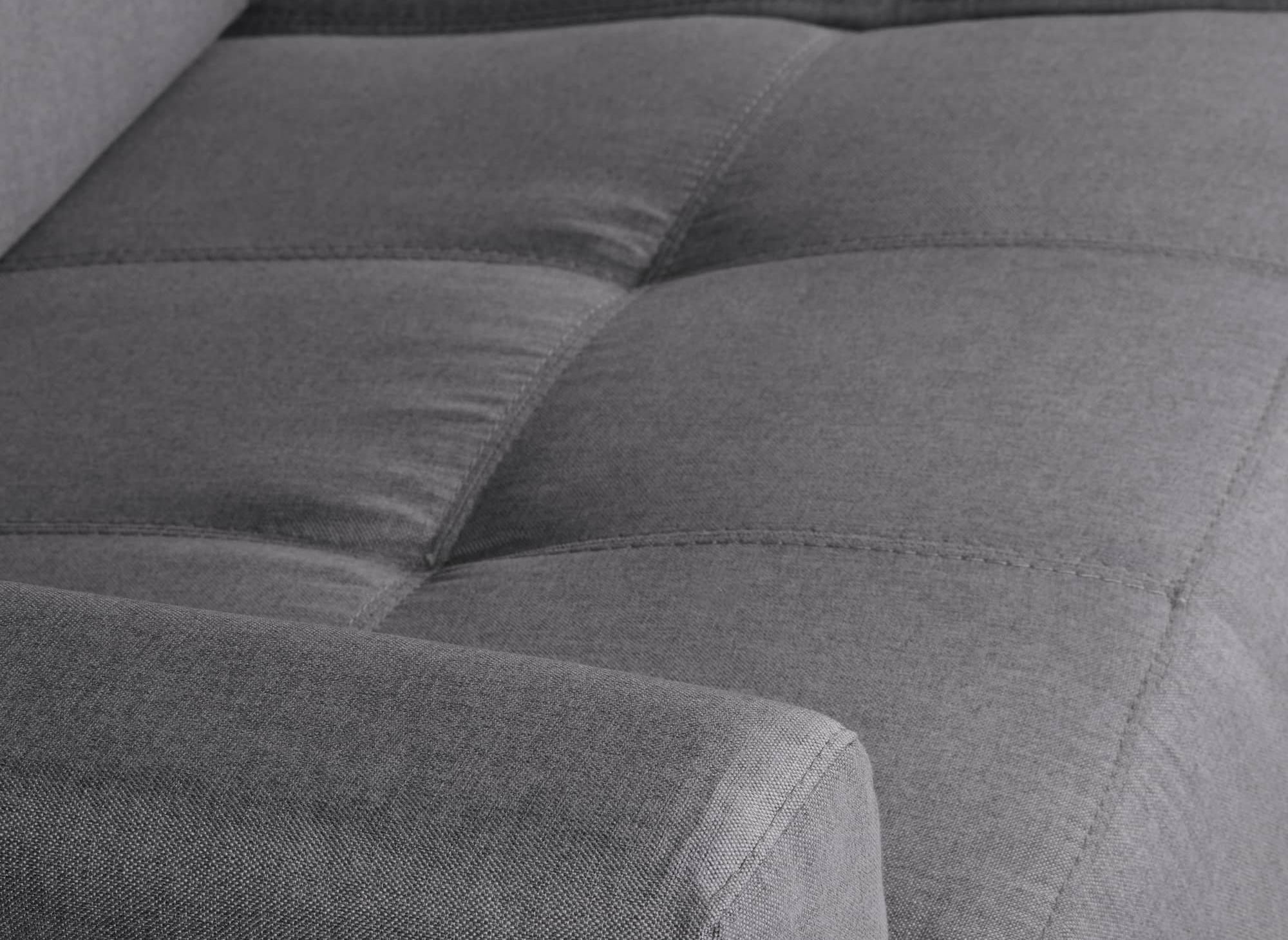 Canapé convertible 3 places LOUNA en tissu gris foncé ouverture express matelas 14 cm