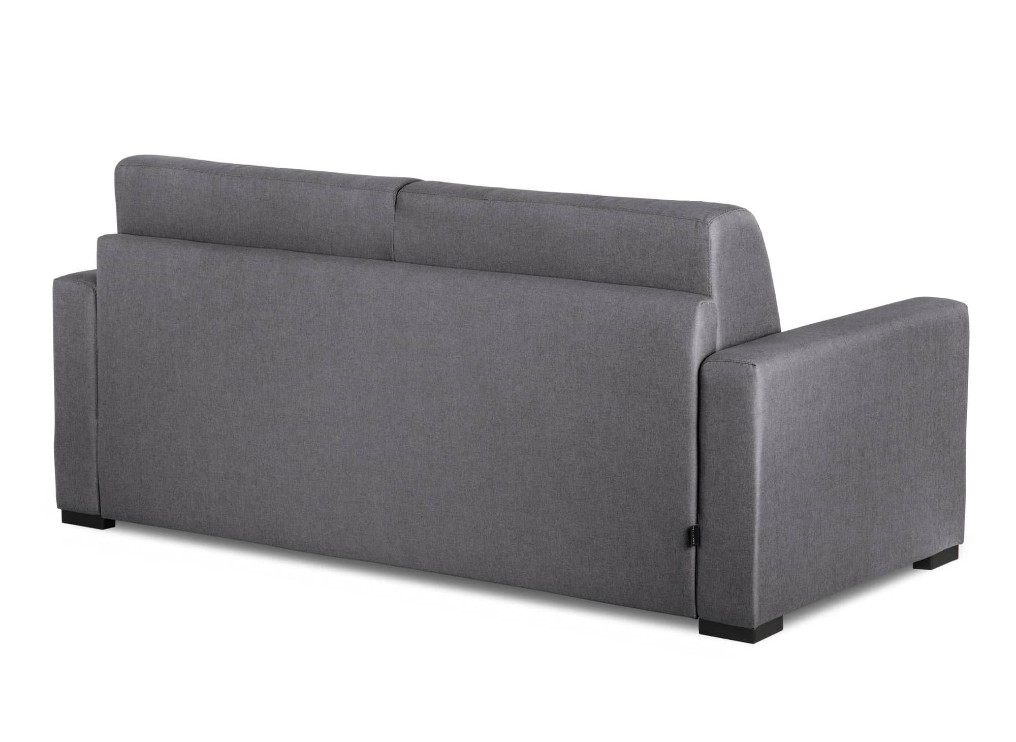 Canapé convertible 3 places LOUNA en tissu gris foncé ouverture express matelas 14 cm