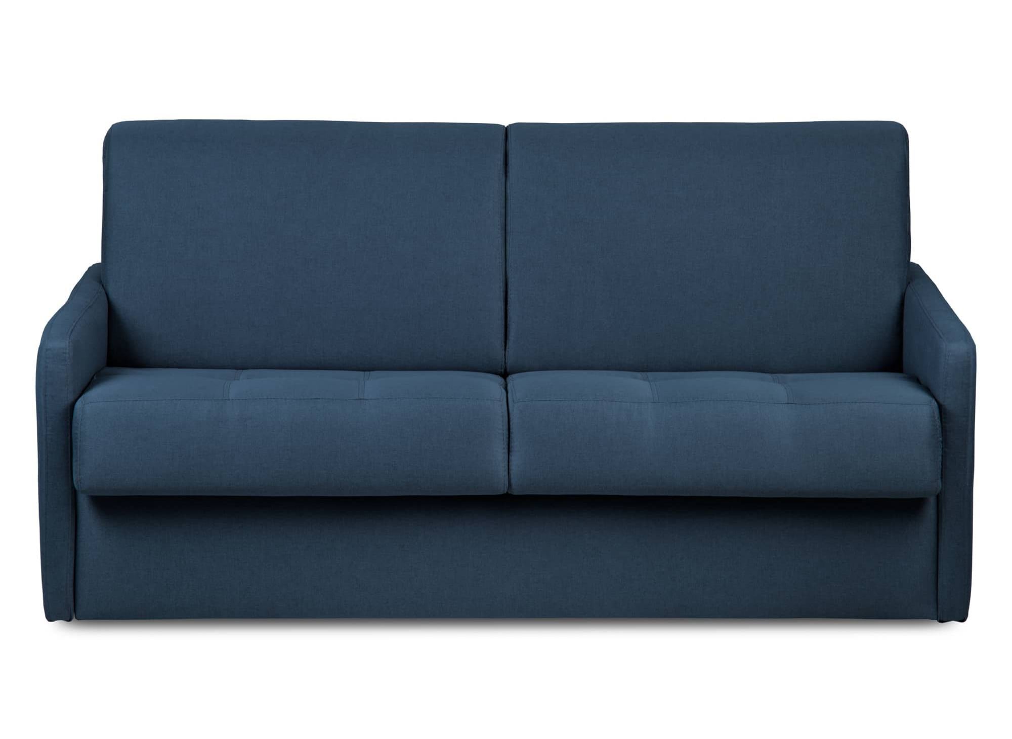 Canapé convertible 3 places LOUNA SLIM en tissu bleu denim ouverture express