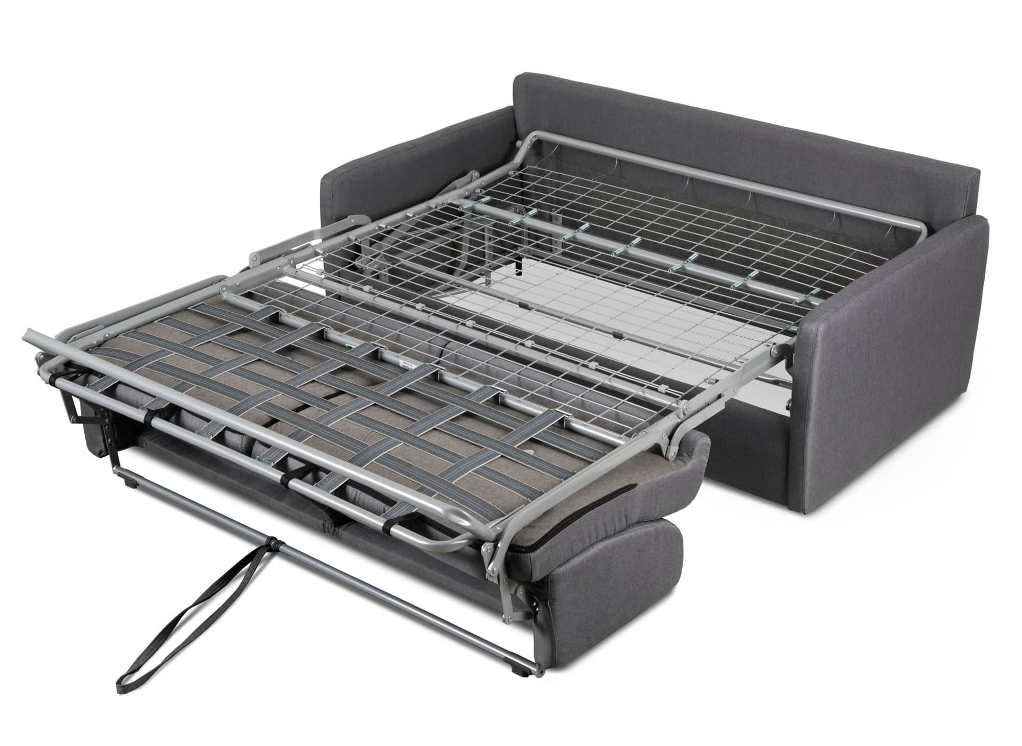 Canapé convertible 3 places LOUNA SLIM en tissu gris foncé ouverture express