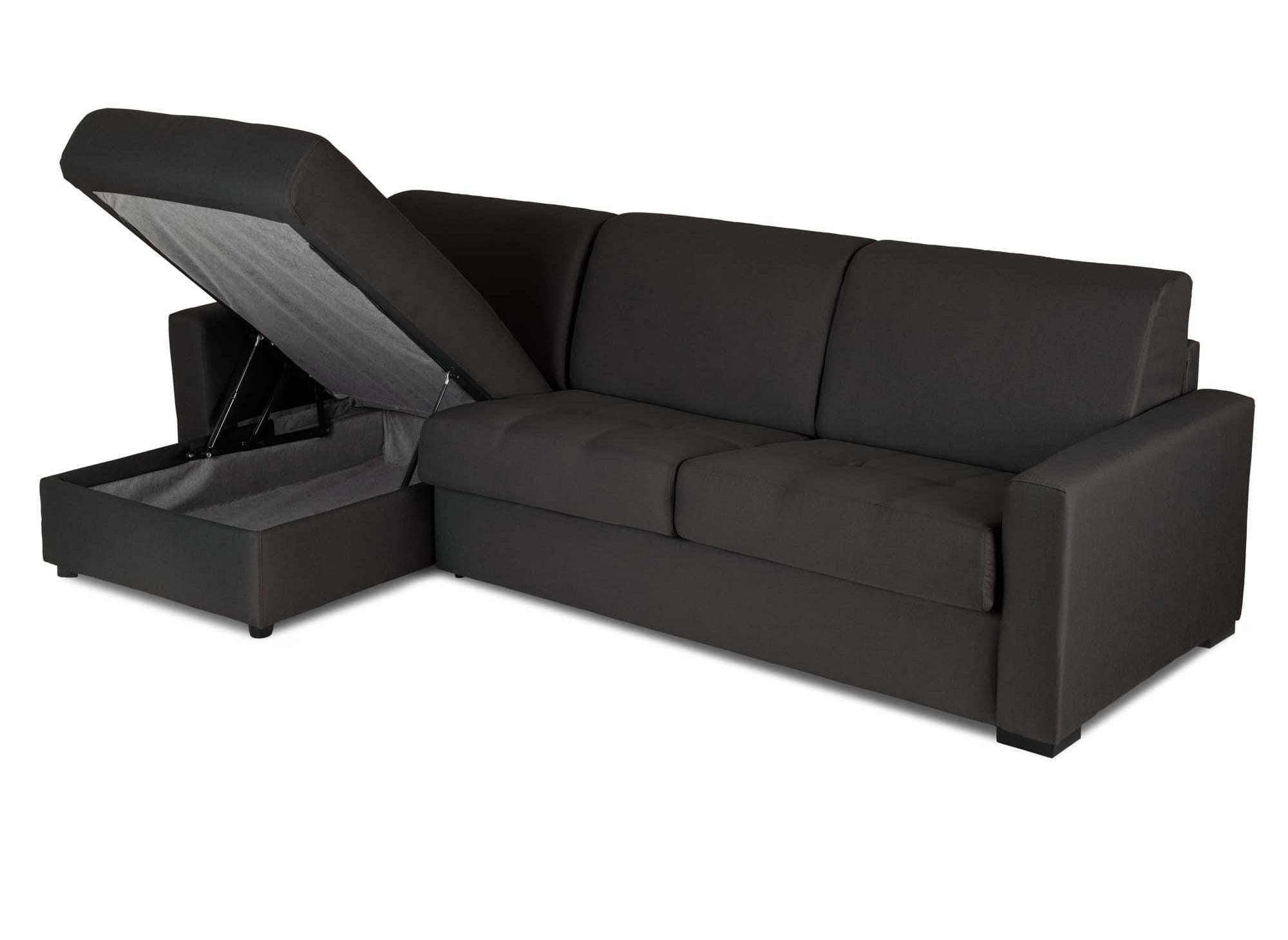Canapé d'angle réversible convertible express en tissu gris carbon LOUNA