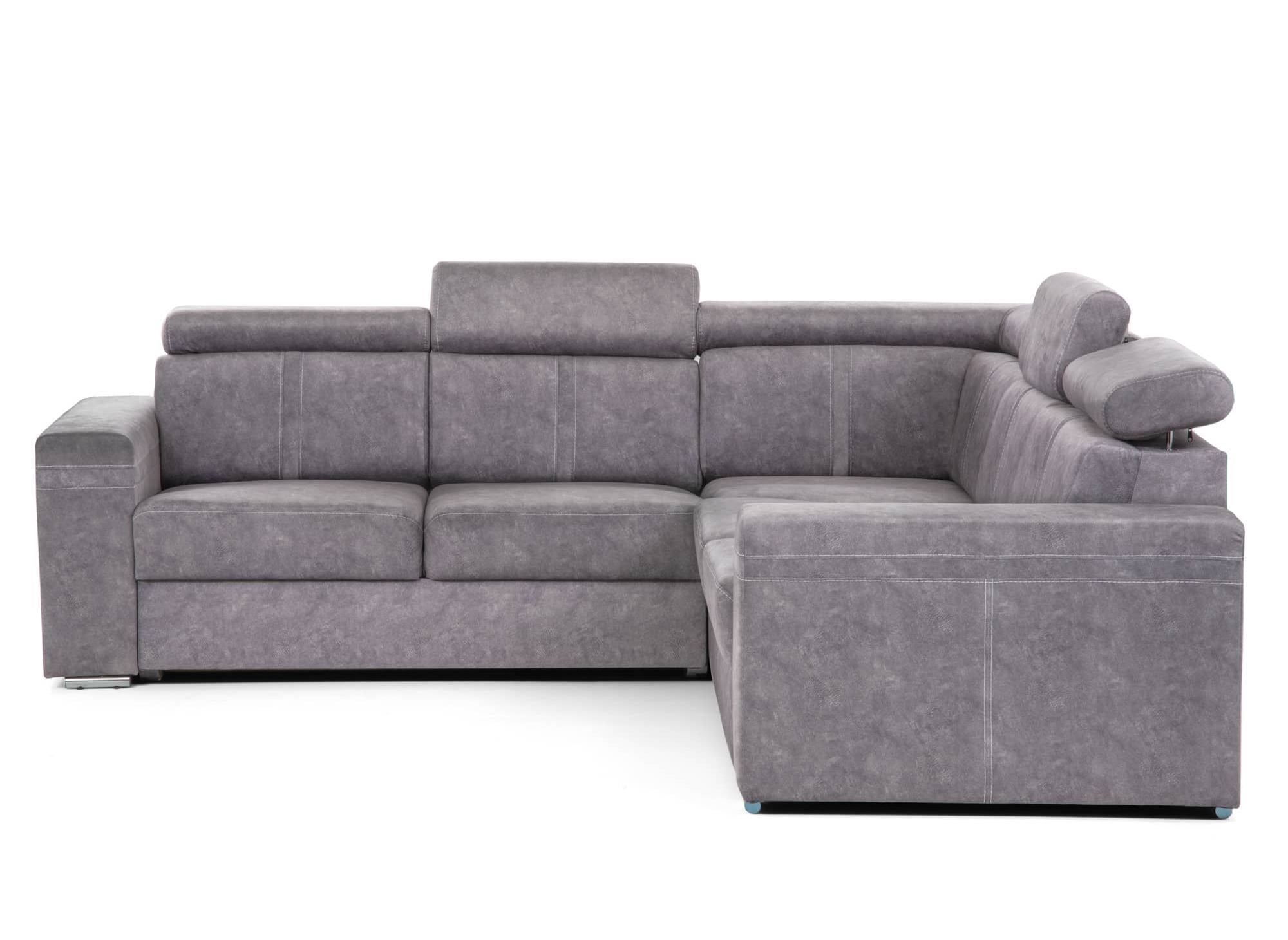 Canapé d'angle convertible et réversible en tissu gris clair MERYL