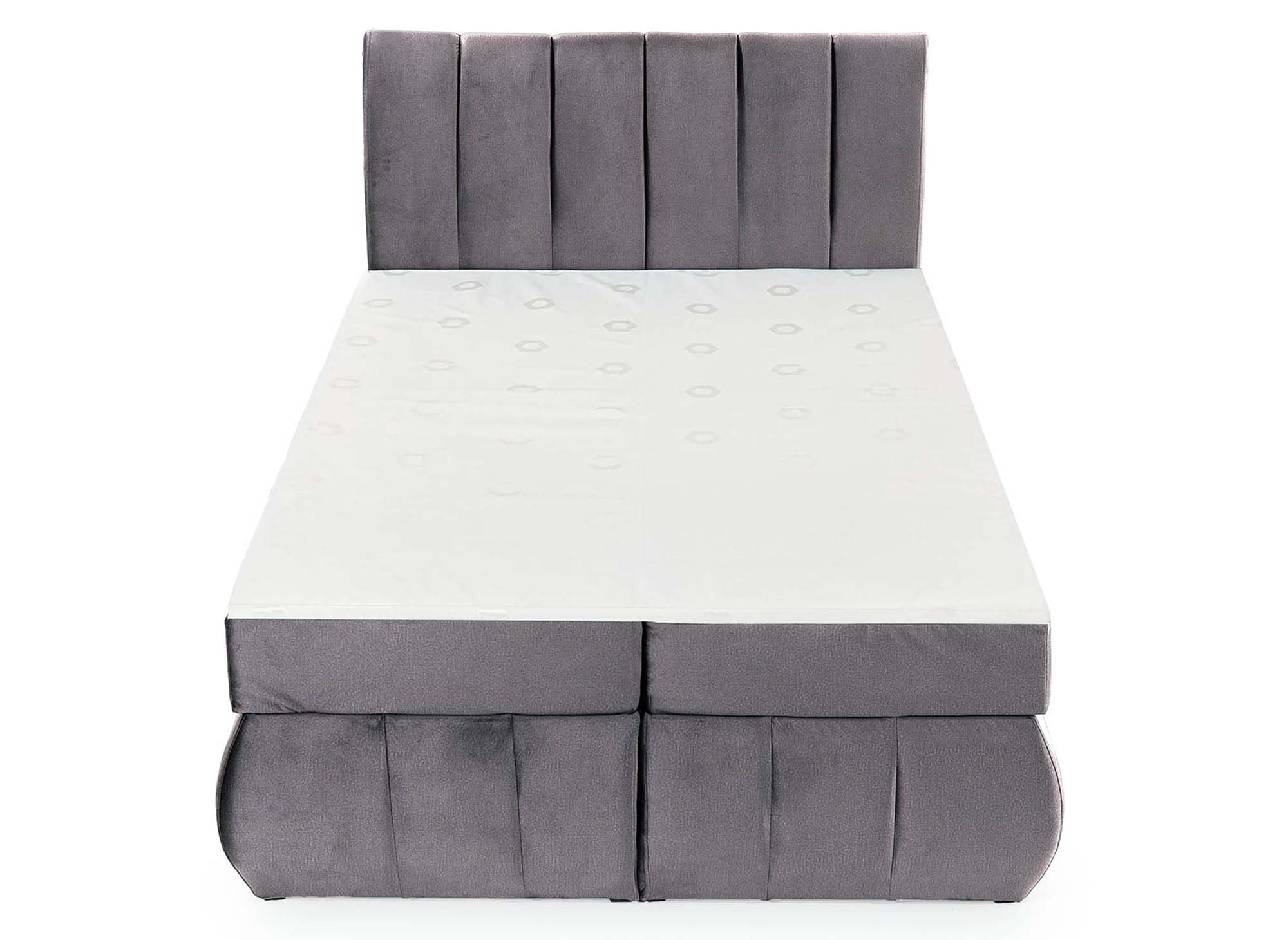 Lit boxspring 180x200 avec coffre de rangement en velours gris - VALERIA